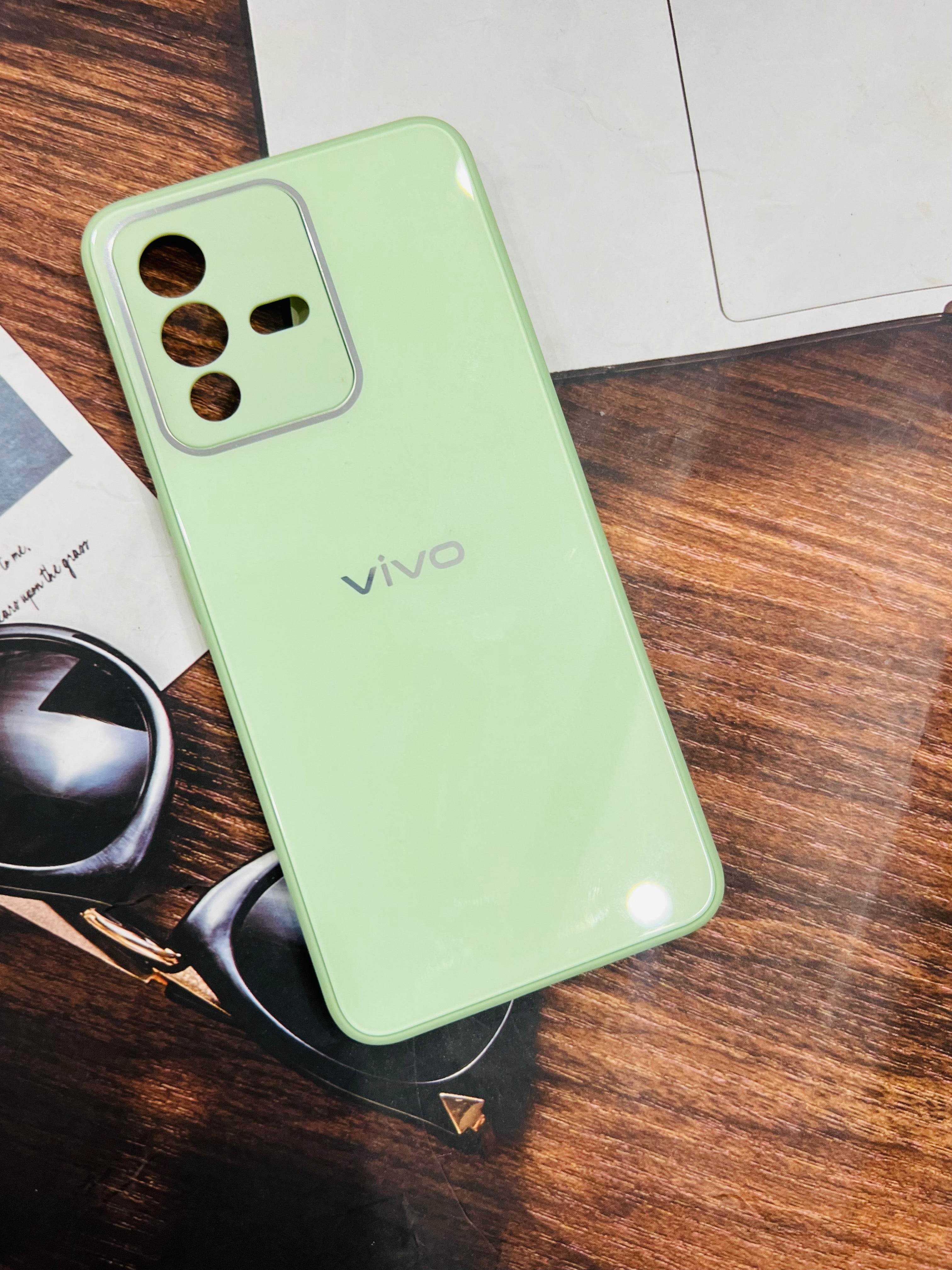 Vivo V23 Pro 5G Premium Shockproof Glass Case Cover - Light Green - Guleel