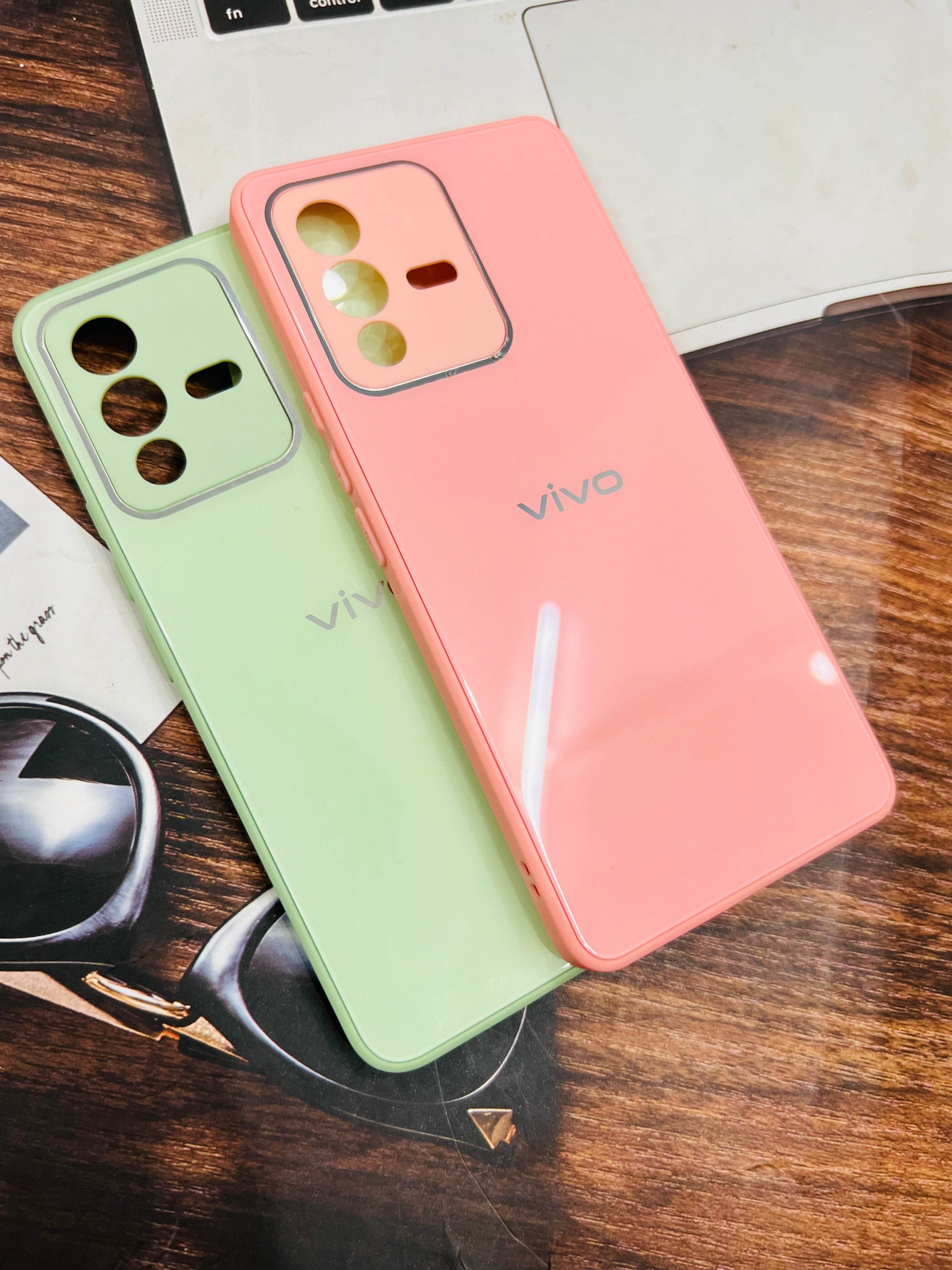 Vivo V23 Pro 5G Premium Shockproof Glass Case Cover - Pink - Guleel