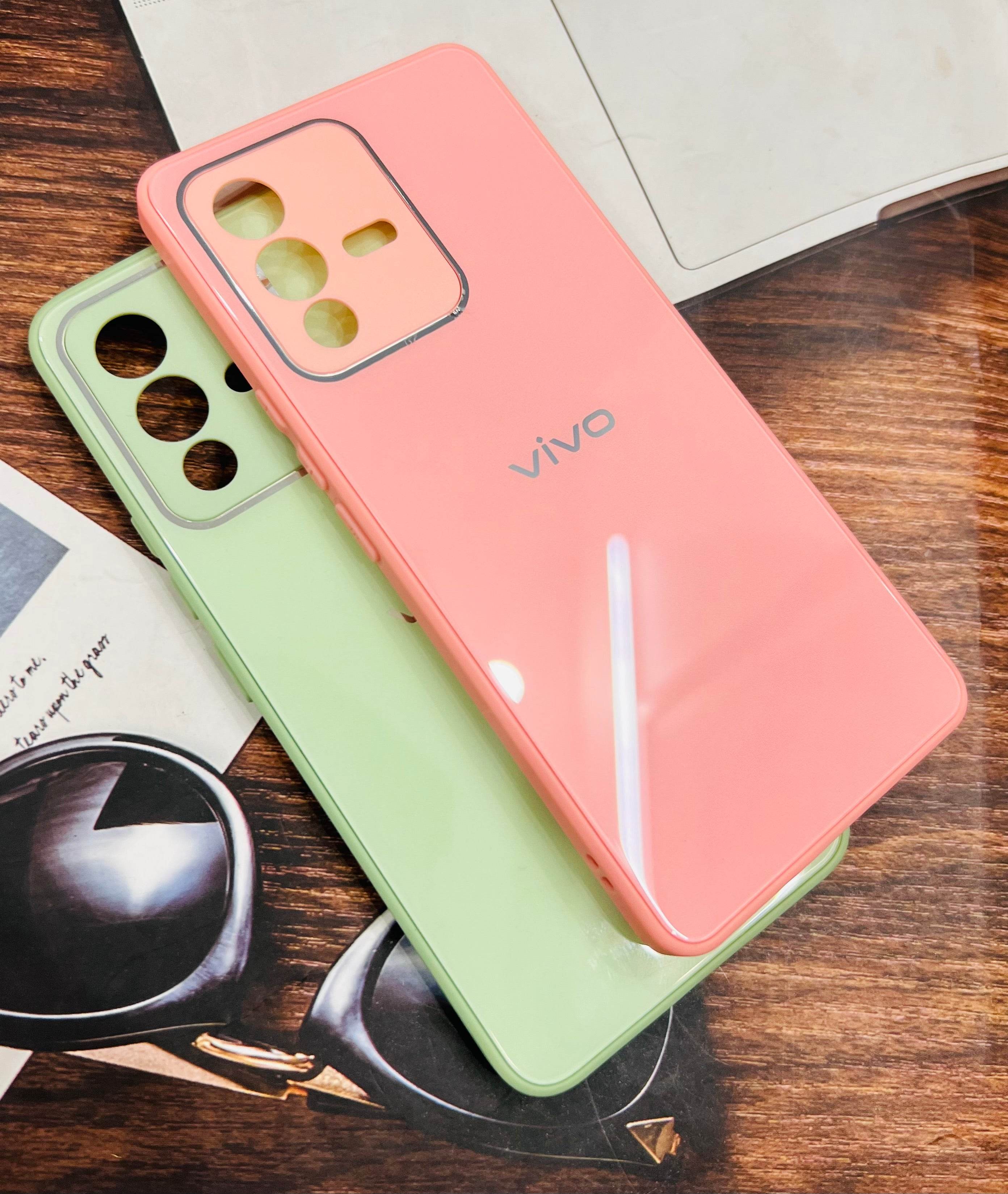 Vivo V23 Pro 5G Premium Shockproof Glass Case Cover - Light Green - Guleel