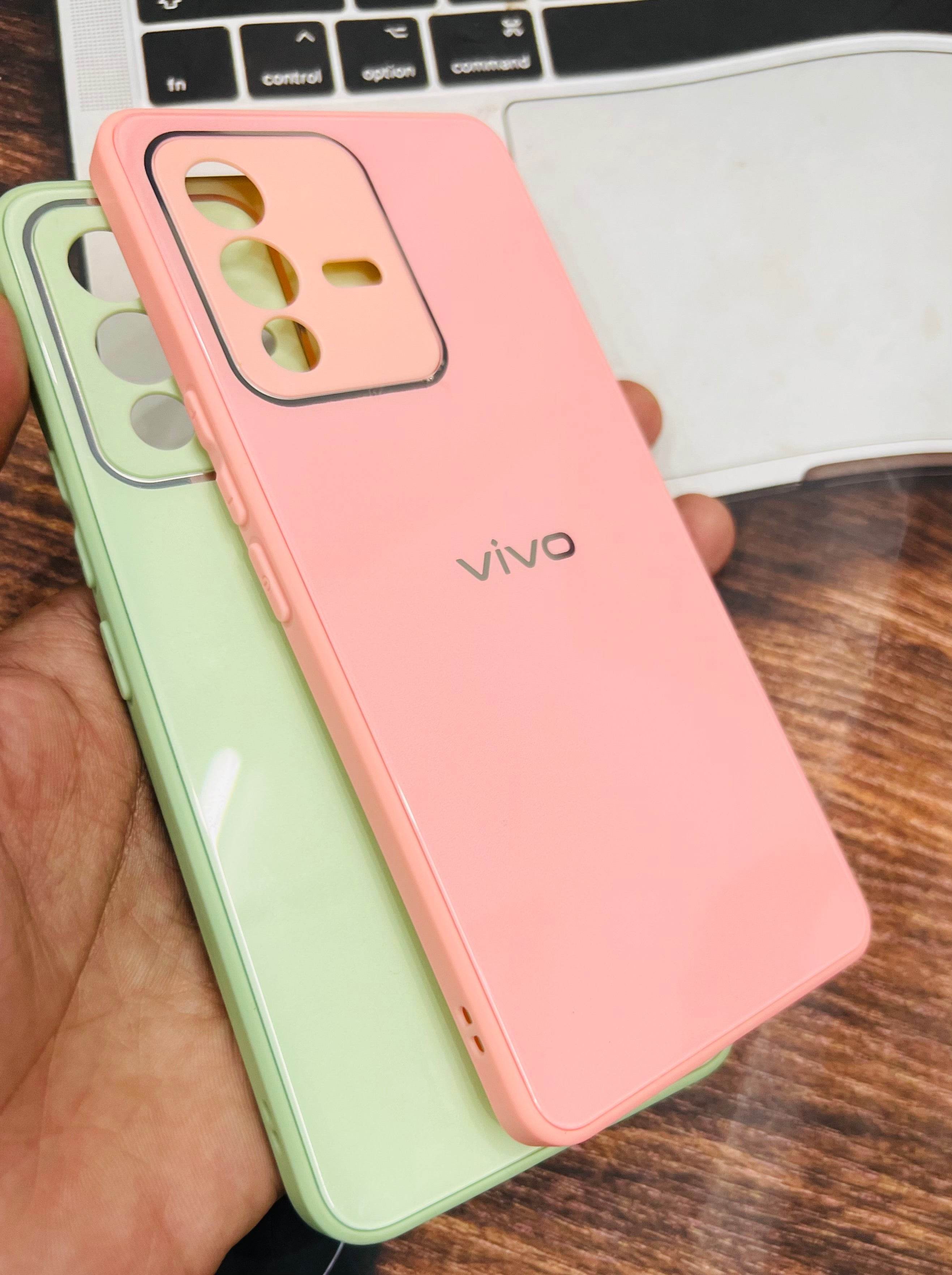 Vivo V23 Pro 5G Premium Shockproof Glass Case Cover - Light Green - Guleel
