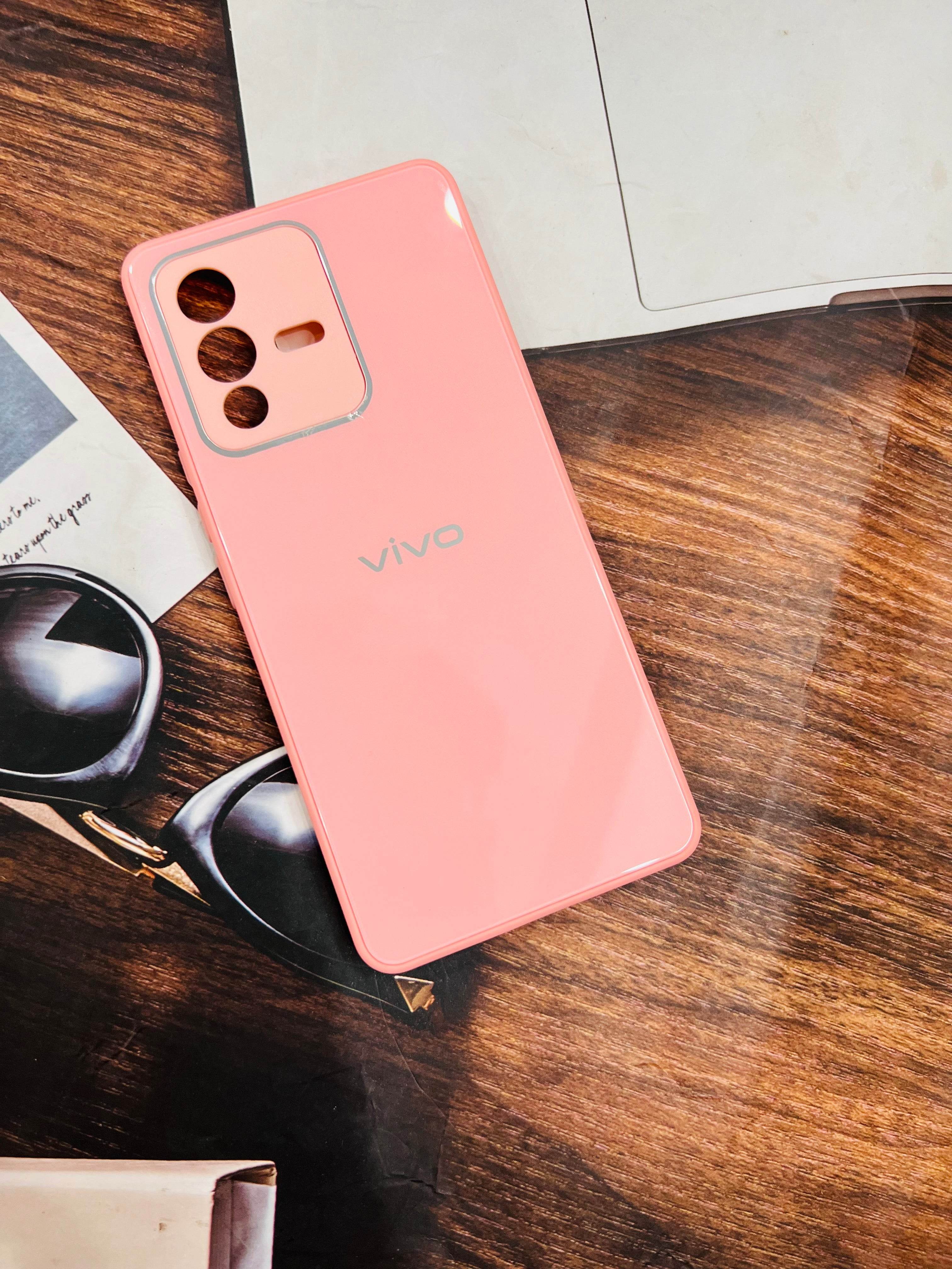 Vivo V23 Pro 5G Premium Shockproof Glass Case Cover - Pink - Guleel