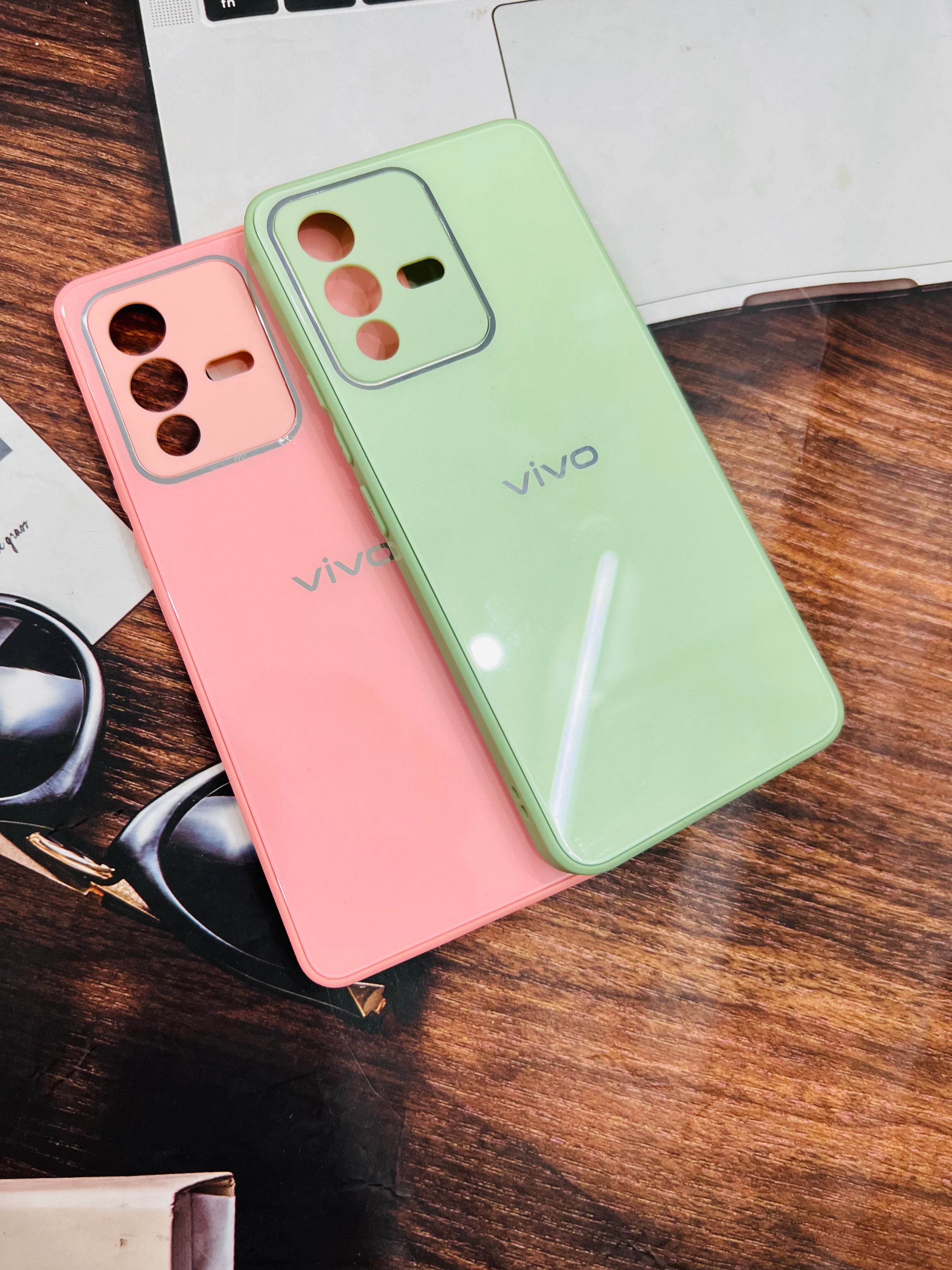 Vivo V23 Pro 5G Premium Shockproof Glass Case Cover - Pink - Guleel