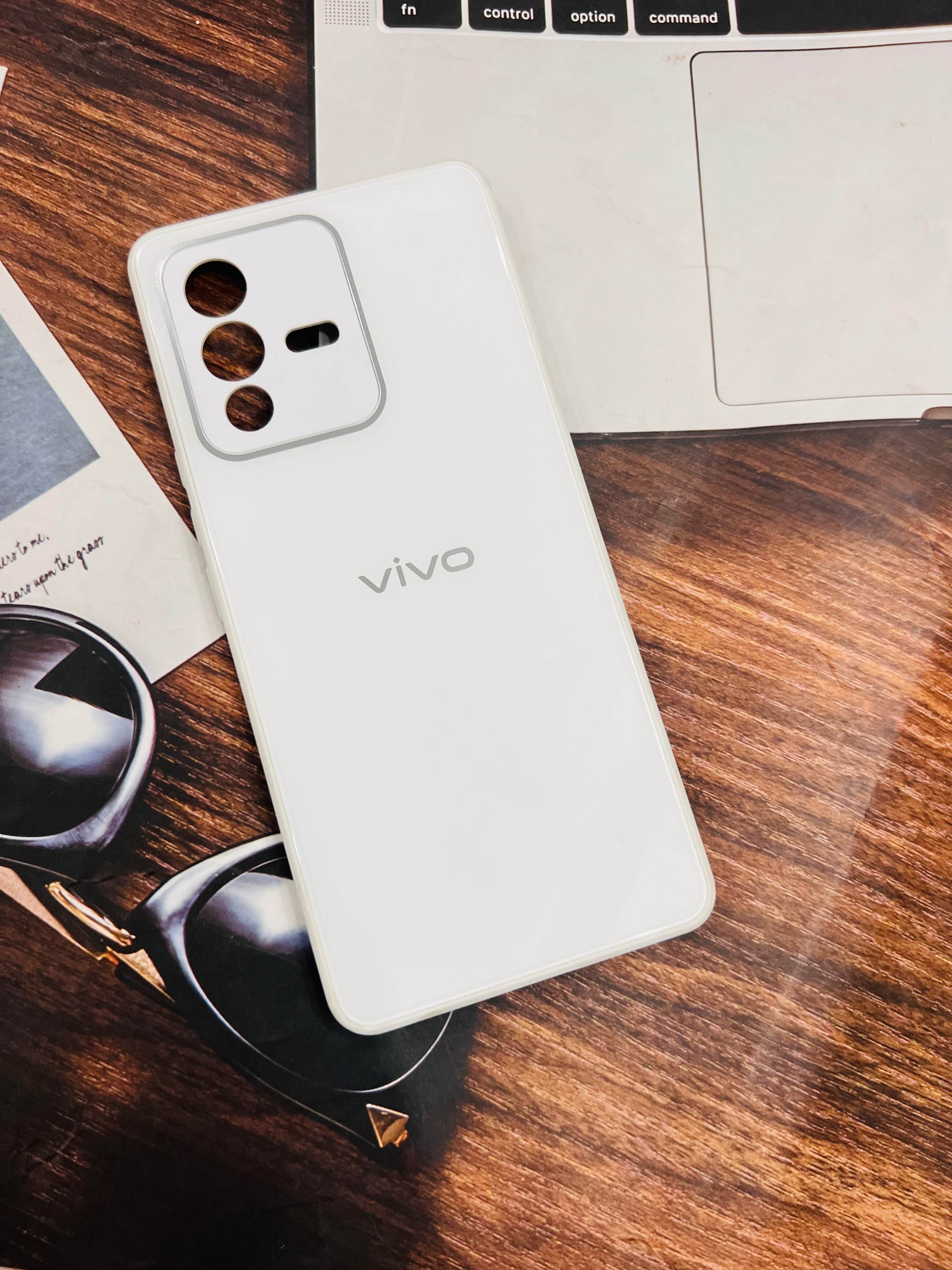 Vivo V23 Pro 5G Premium Shockproof Glass Case Cover - White - Guleel