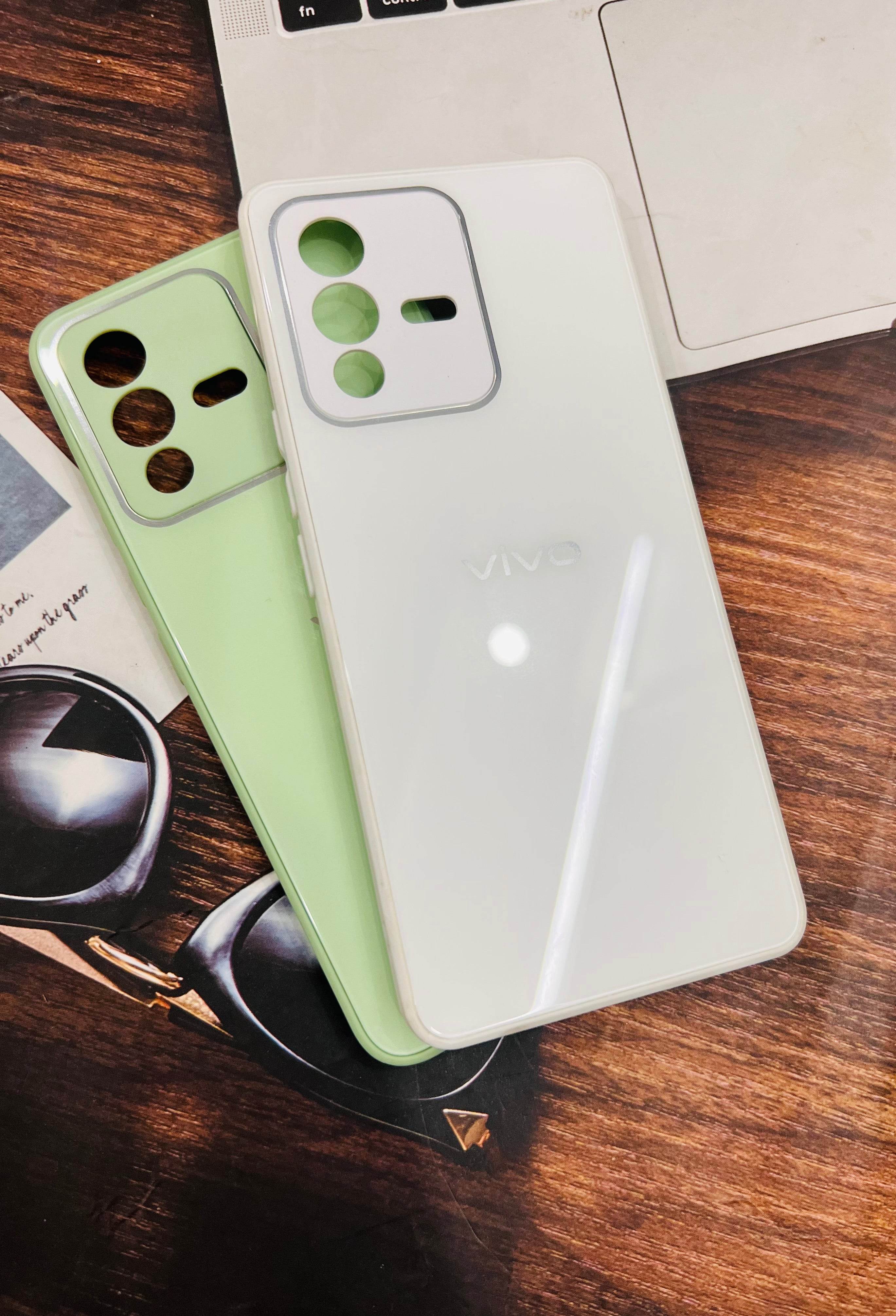Vivo V23 Pro 5G Premium Shockproof Glass Case Cover - White - Guleel
