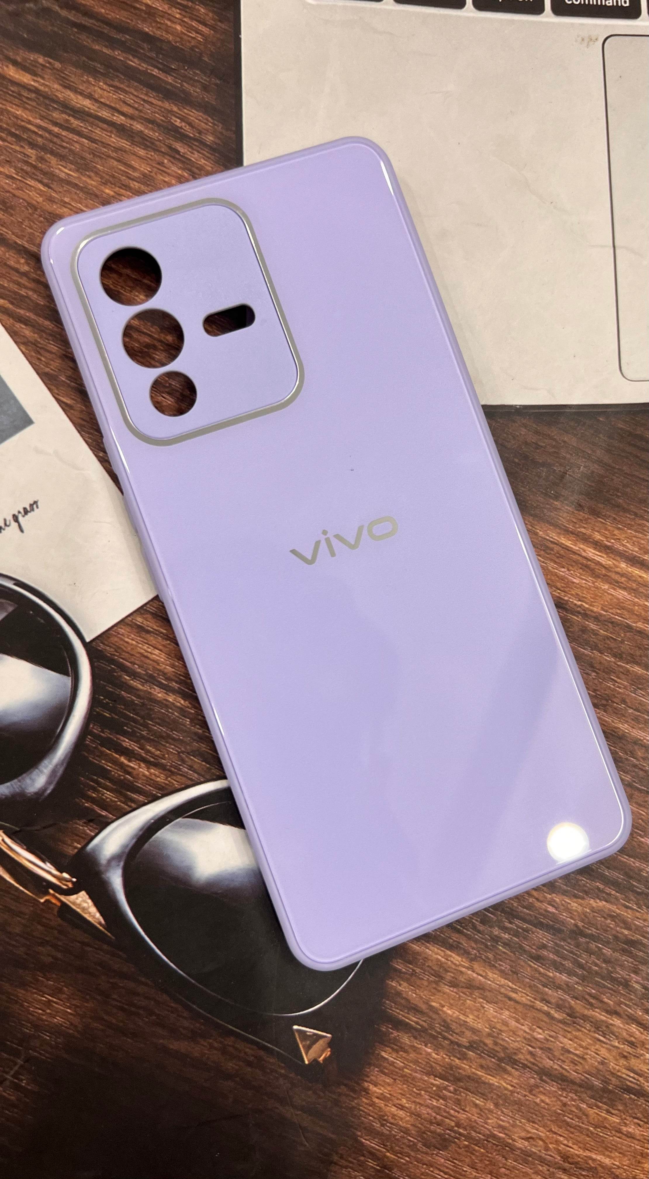 Vivo V23 Pro 5G Premium Shockproof Glass Case Cover - Purple - Guleel