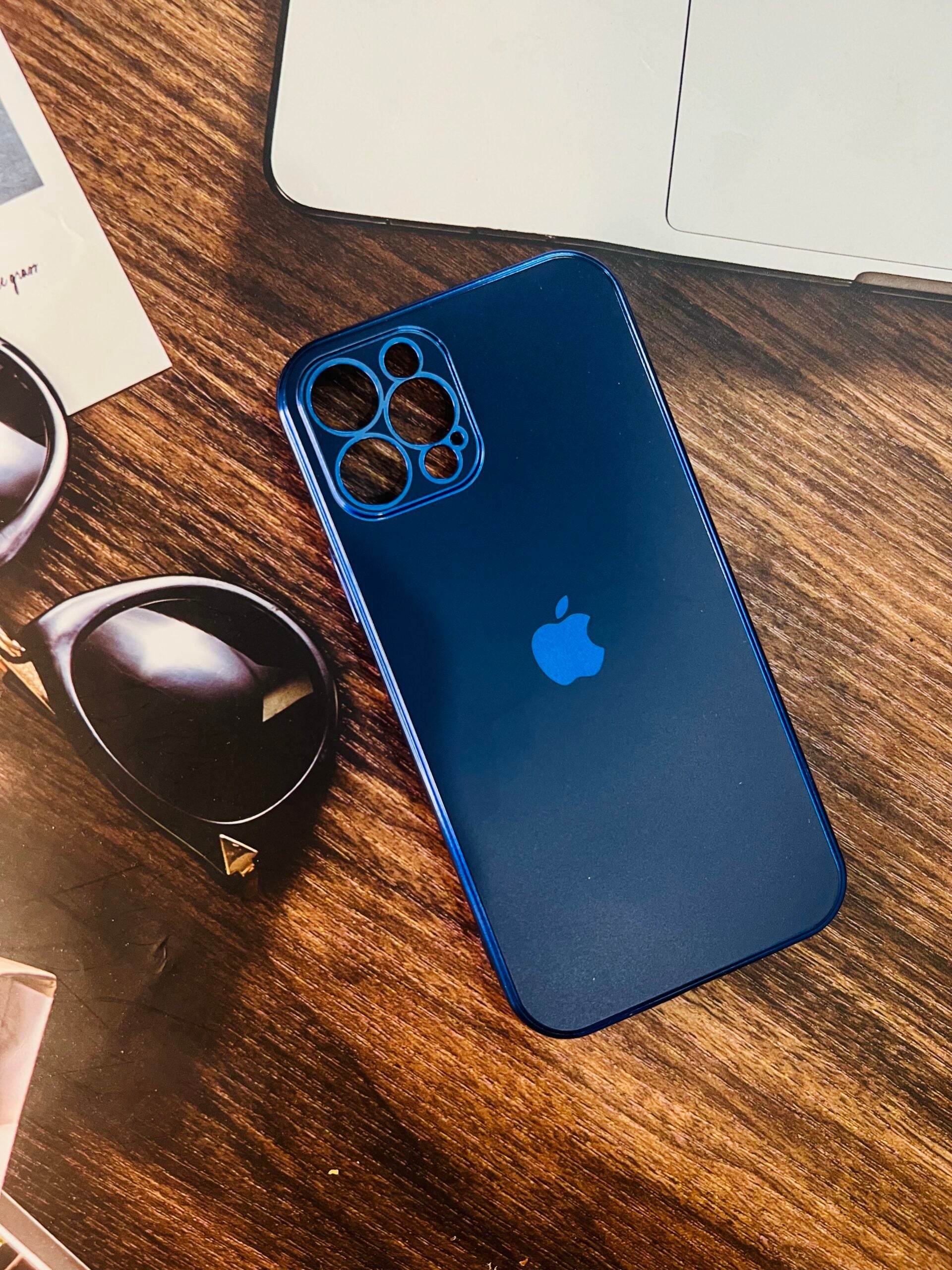 iPhone 12 Pro Max Camera Protection Logo Cover - Blue - Guleel