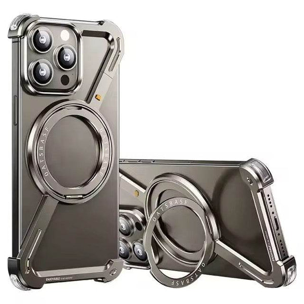 Premium Magnetic Ring Adjustable Stand Case - Silver - Guleel