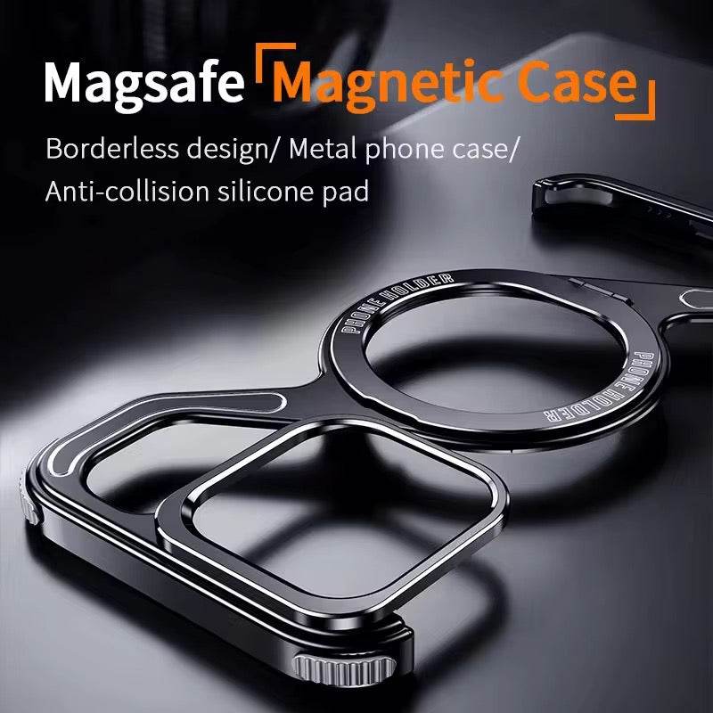Premium Magnetic Ring Adjustable Stand Case - Silver - Guleel