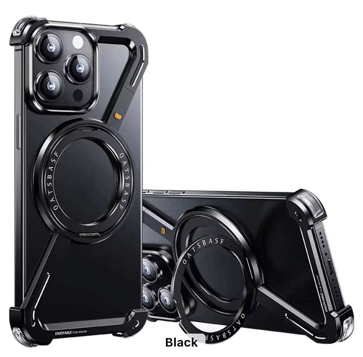 Premium Magnetic Ring Adjustable Stand Case - Black - Guleel