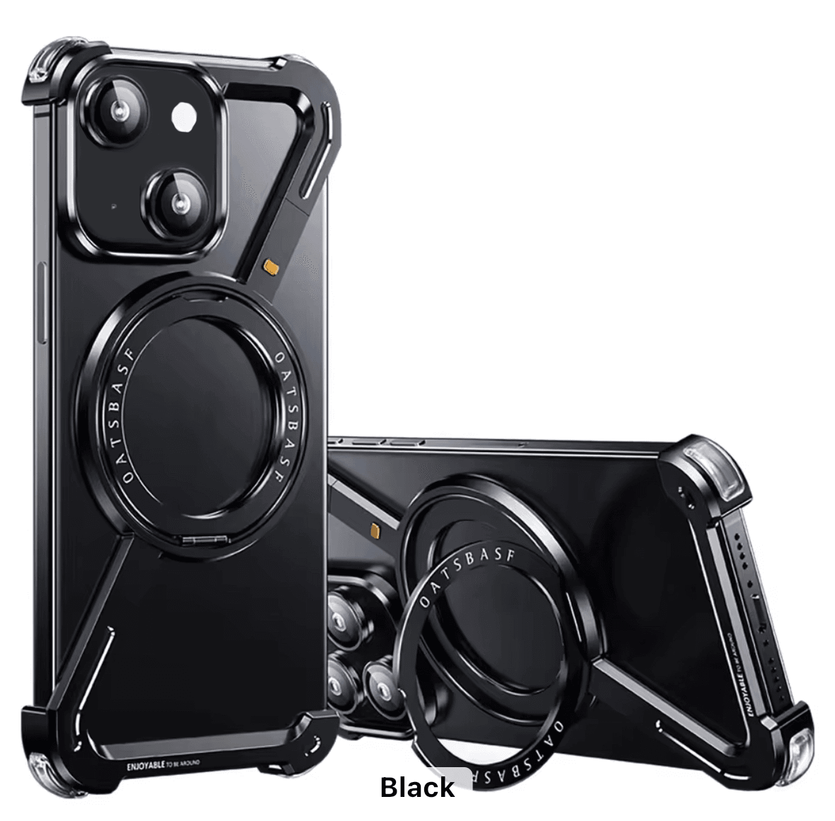 Premium Magnetic Ring Adjustable Stand Case - Black - Guleel