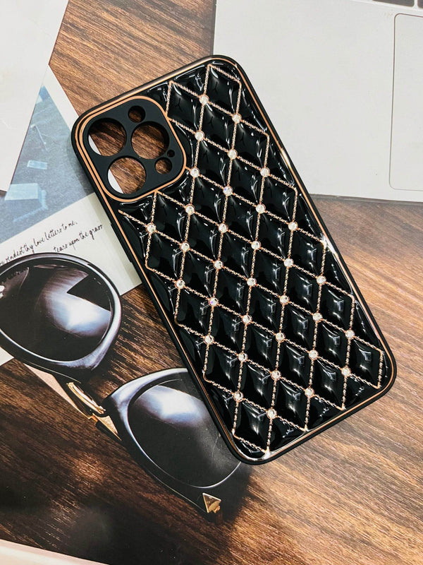 iPhone 12 Premium Glass Diamond Camera Protection - Black - Guleel