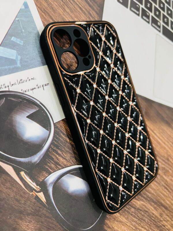 iPhone 12 Premium Glass Diamond Camera Protection - Black - Guleel