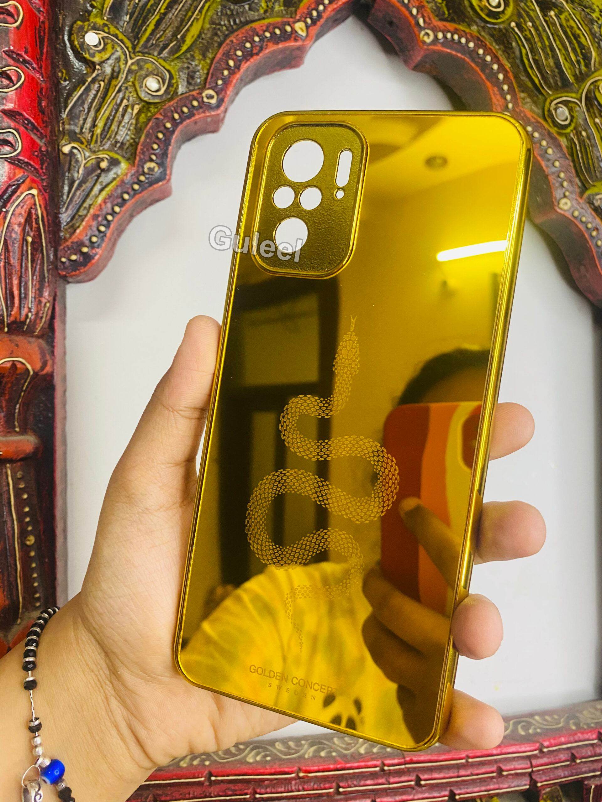 Redmi Note 10/10s Premium Gold Plated Mirror Finish Case Cover - Snake - Guleel