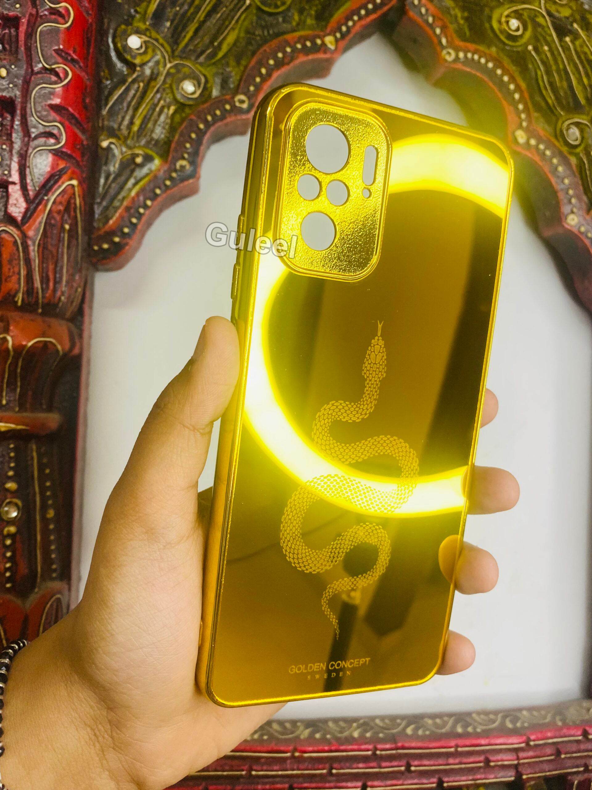 Redmi Note 10/10s Premium Gold Plated Mirror Finish Case Cover - Snake - Guleel