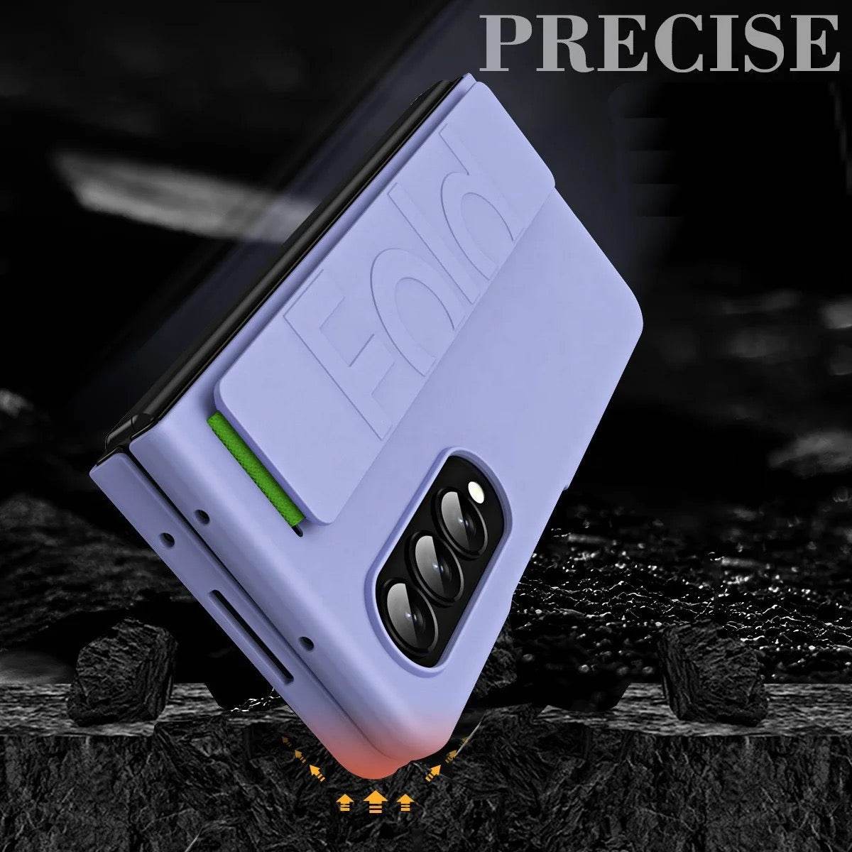 Samsung Galaxy Z Fold 4 Premium Perfect Grip Stand Holder Strap Design Shock Proof Mobile Cover - Lavender - Guleel