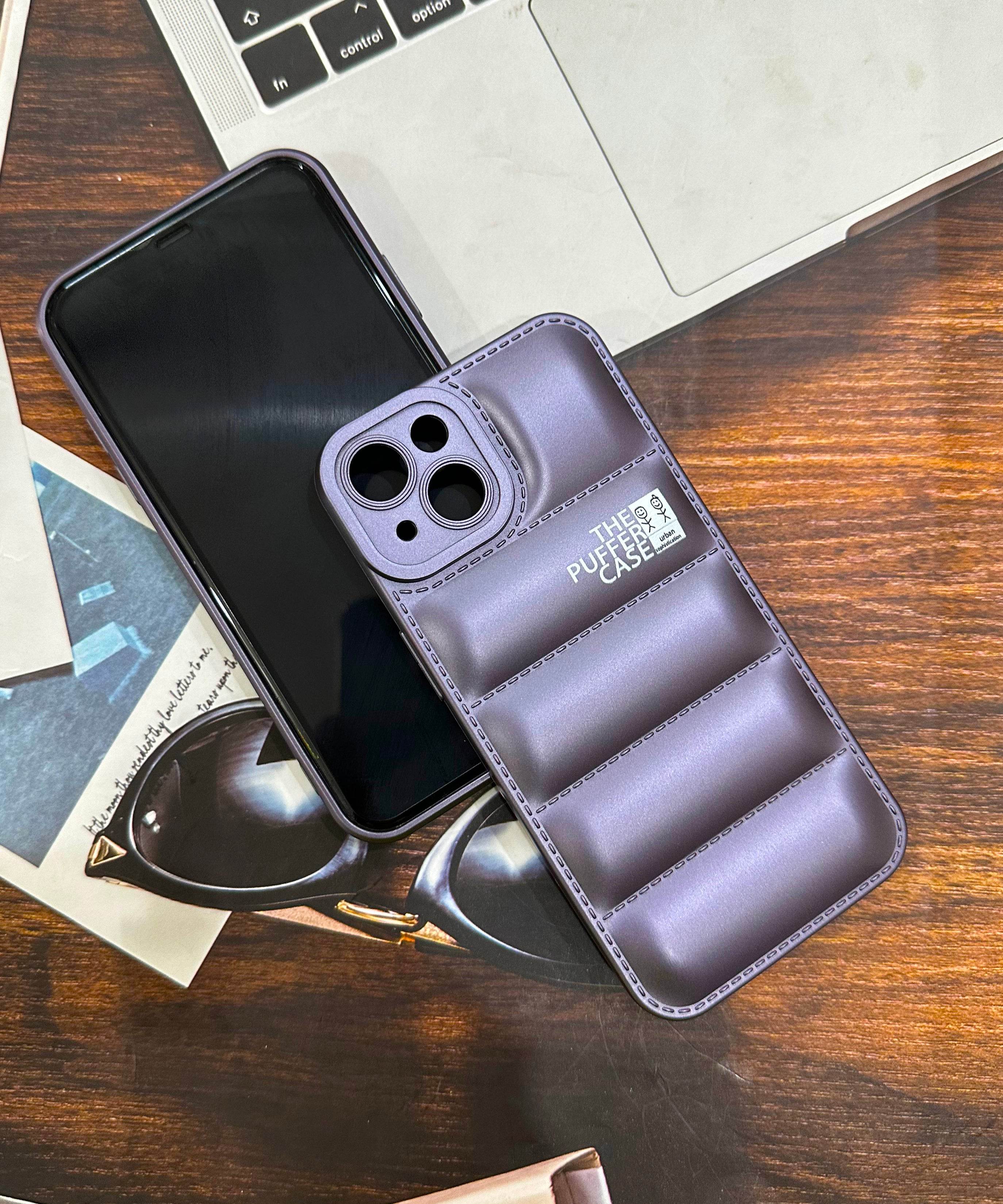 iPhone 14 Premium Cushion Silicone Classy Finish Case Cover - Purple - Guleel
