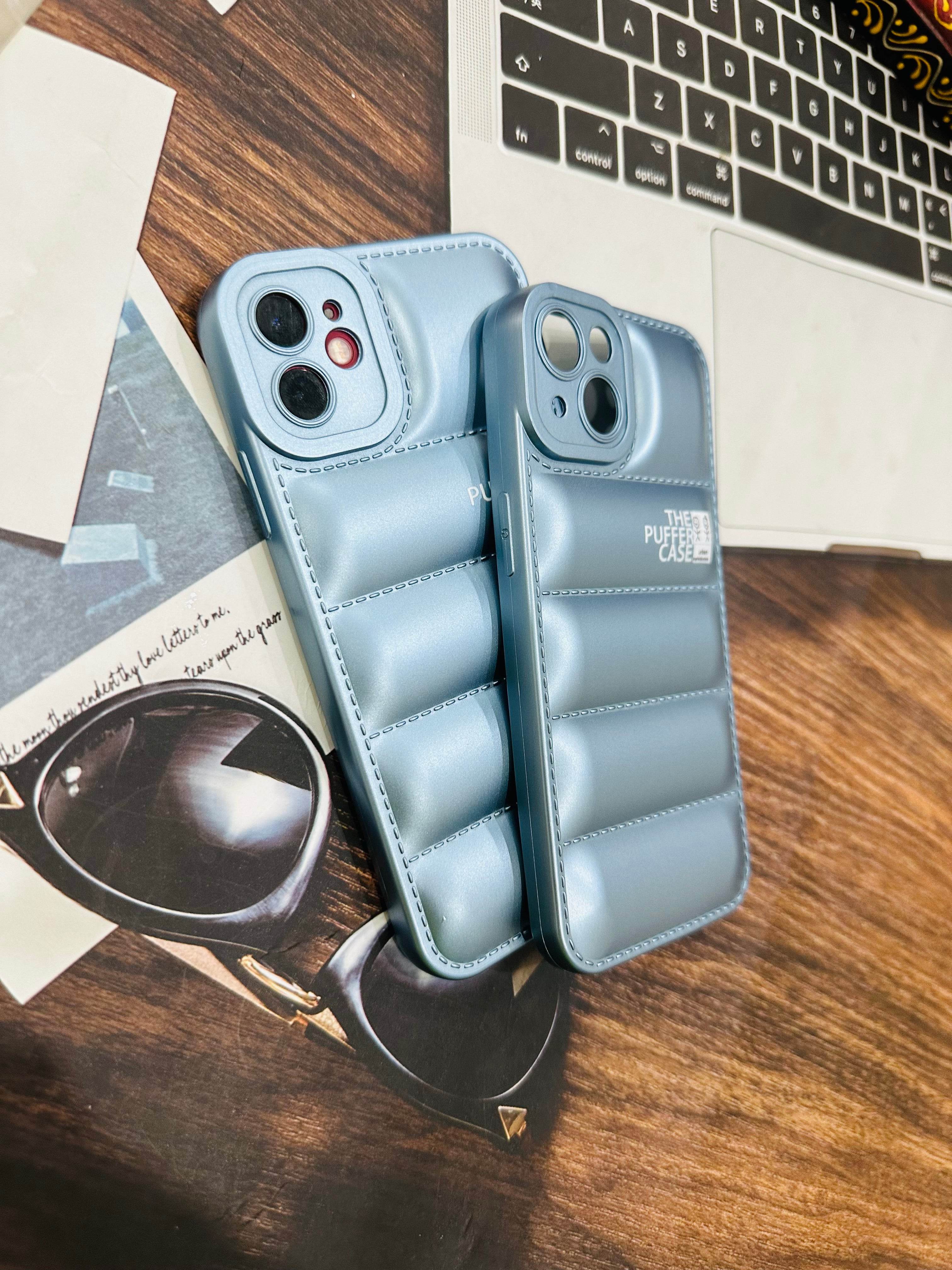 iPhone 14 Pro Max Premium Cushion Silicone Classy Case Cover- Light Blue - Guleel