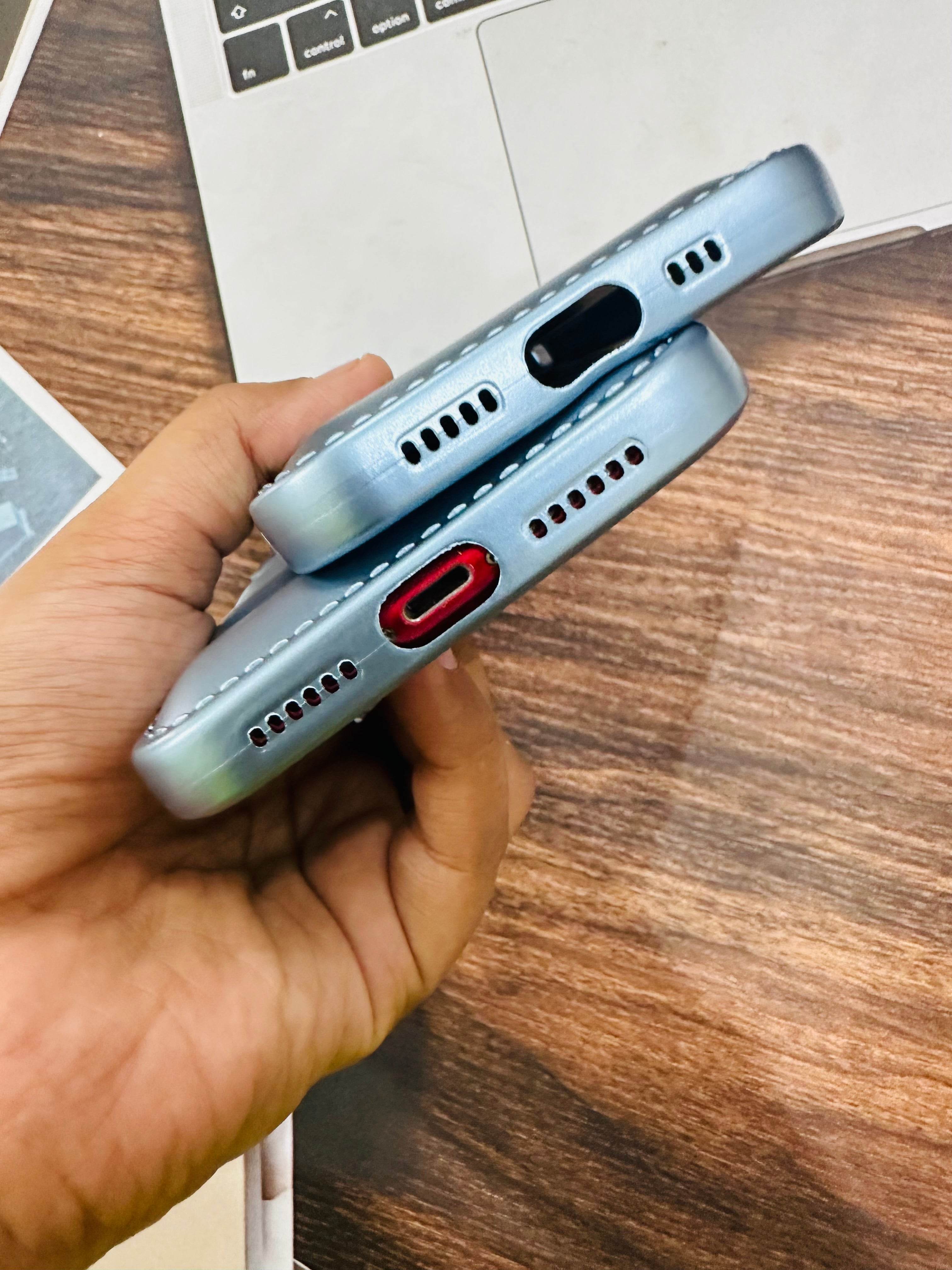 iPhone 14 Pro Premium Cushion Silicone Classy Case Cover - Light Blue - Guleel