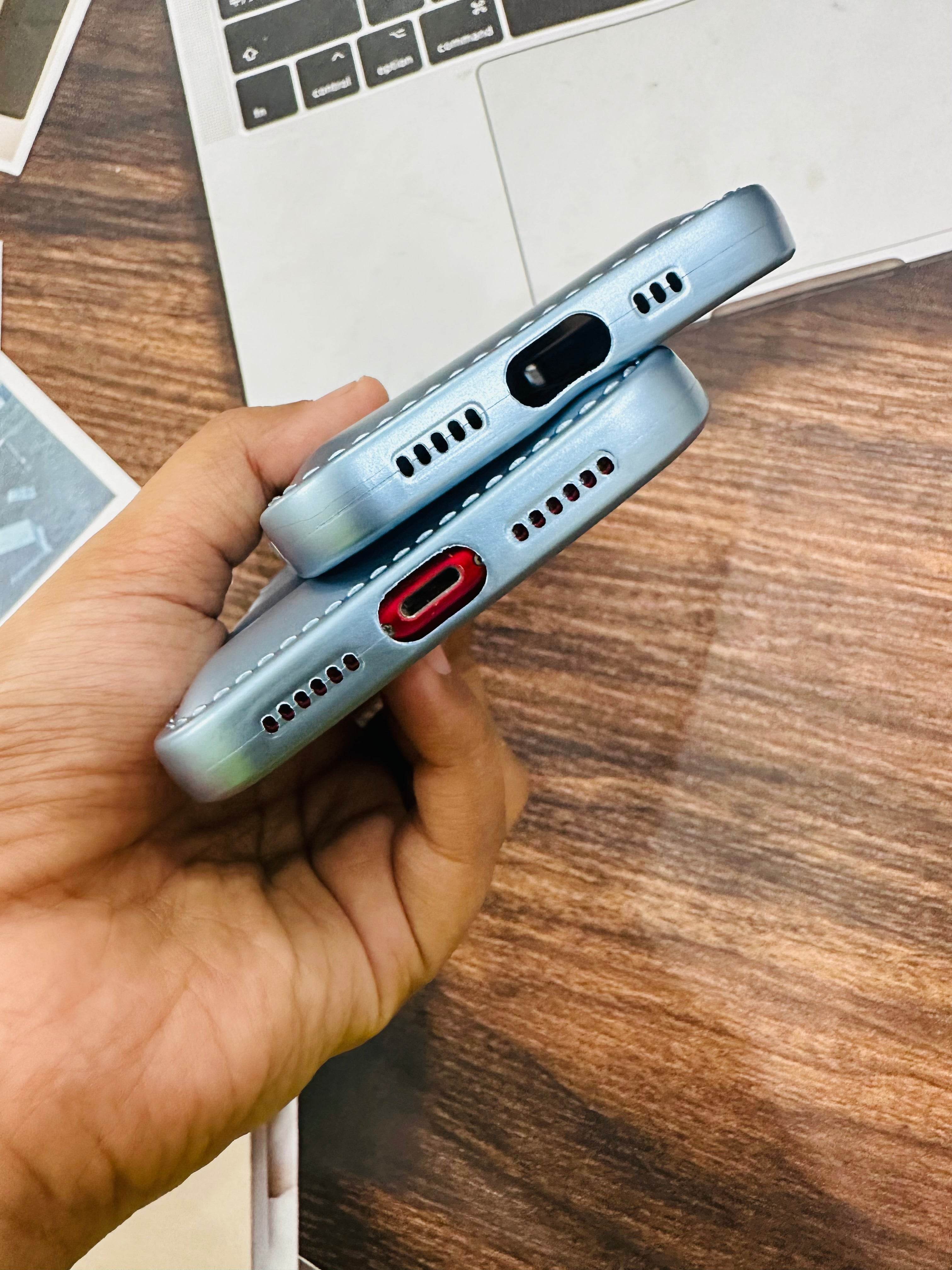 iPhone 13 Premium Cushion Silicone Classy Finish Case Cover - Light Blue - Guleel