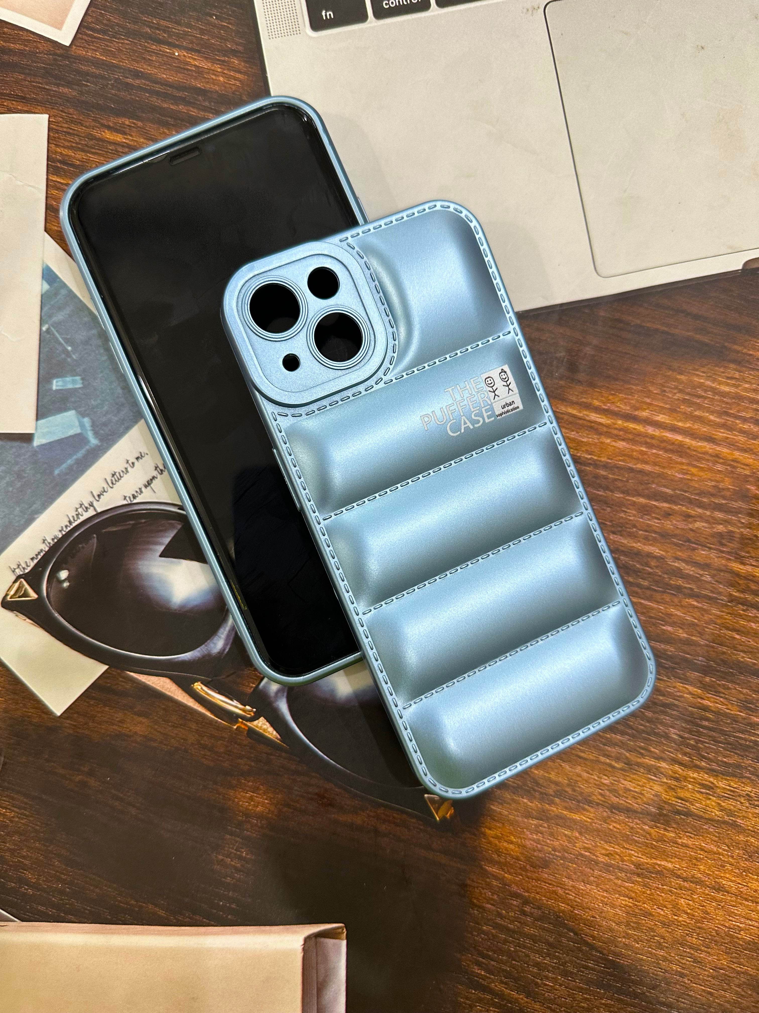 iPhone 14 Premium Cushion Silicone Classy Finish Case Cover - Light Blue - Guleel