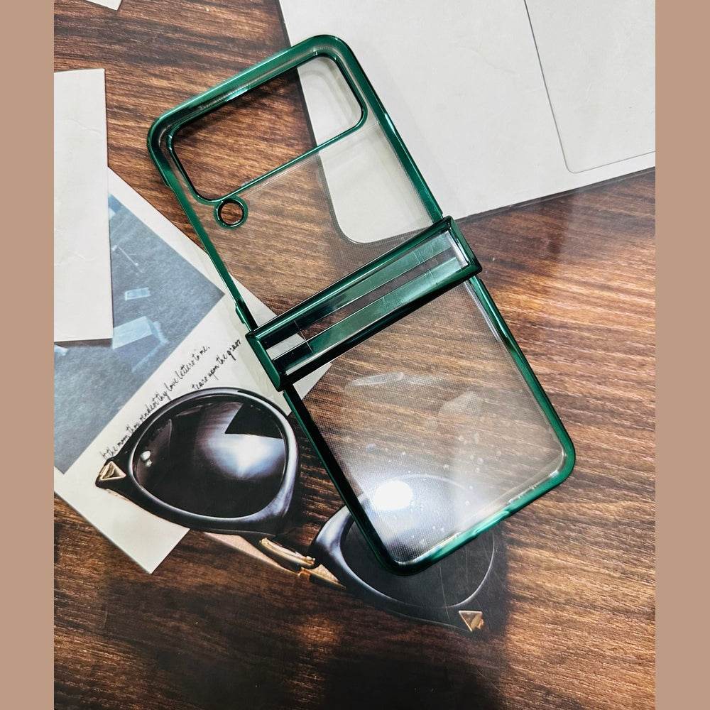 Samsung Galaxy Z Flip 4 Premium Transparent Shock Proof Back Cover - Dark Green - Guleel