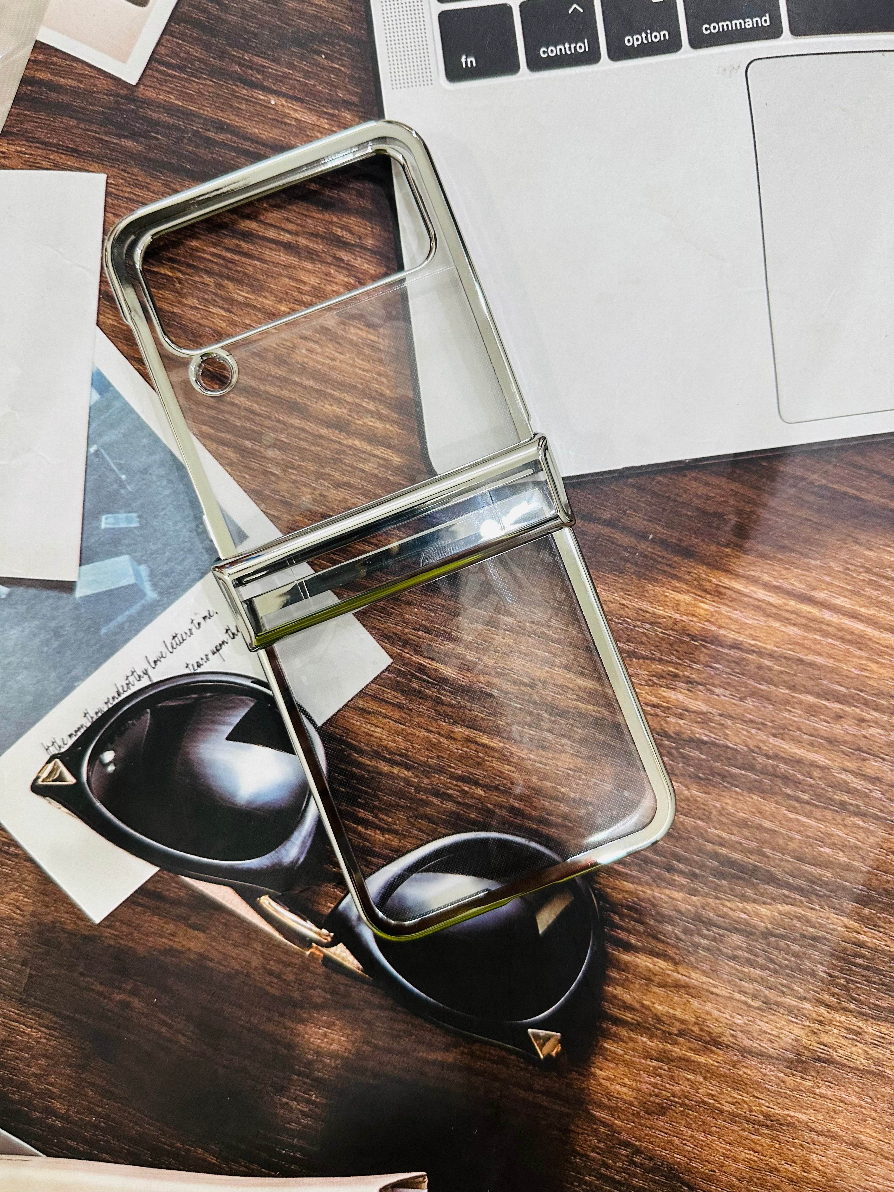 Samsung Galaxy Z Flip 4 Premium Transparent Shock Proof Back Cover - Silver - Guleel