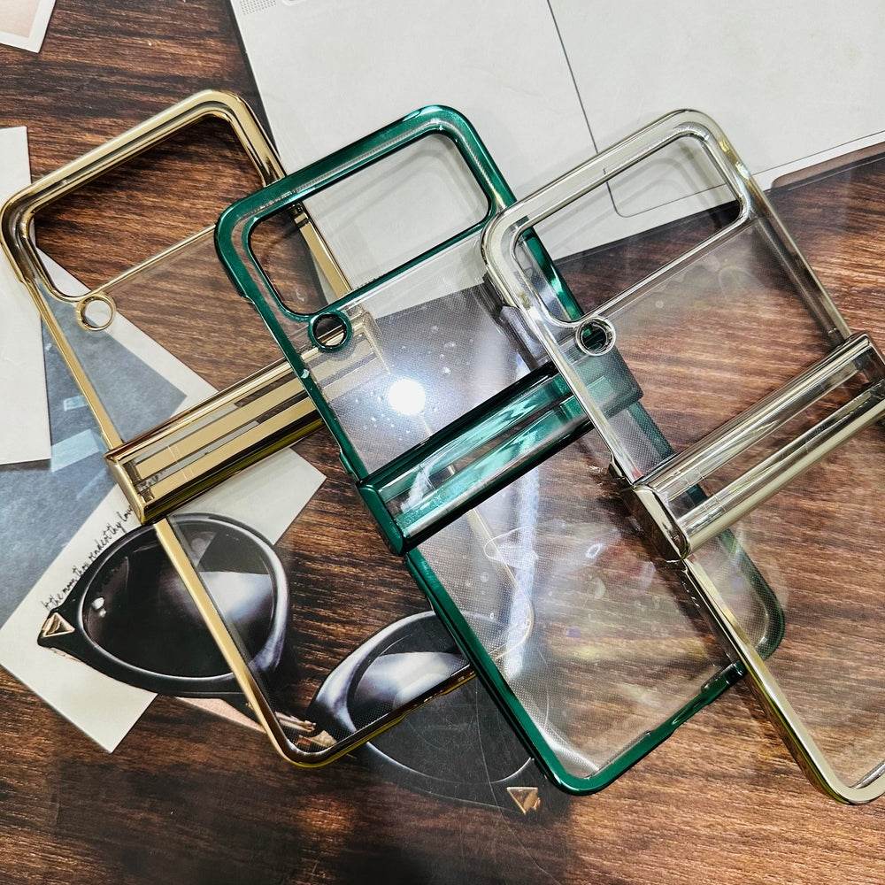 Samsung Galaxy Z Flip 4 Premium Transparent Shock Proof Back Cover - Dark Green - Guleel