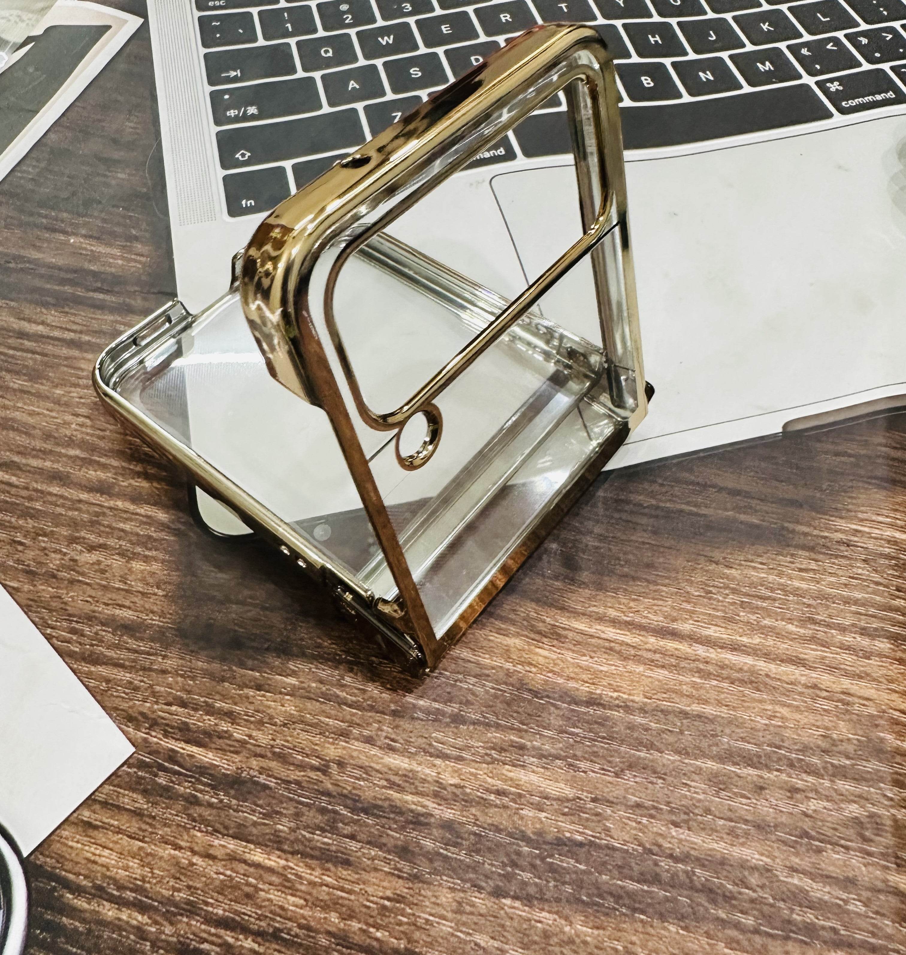 Samsung Galaxy Z Flip 4 Premium Transparent Shock Proof Back Cover - Gold - Guleel