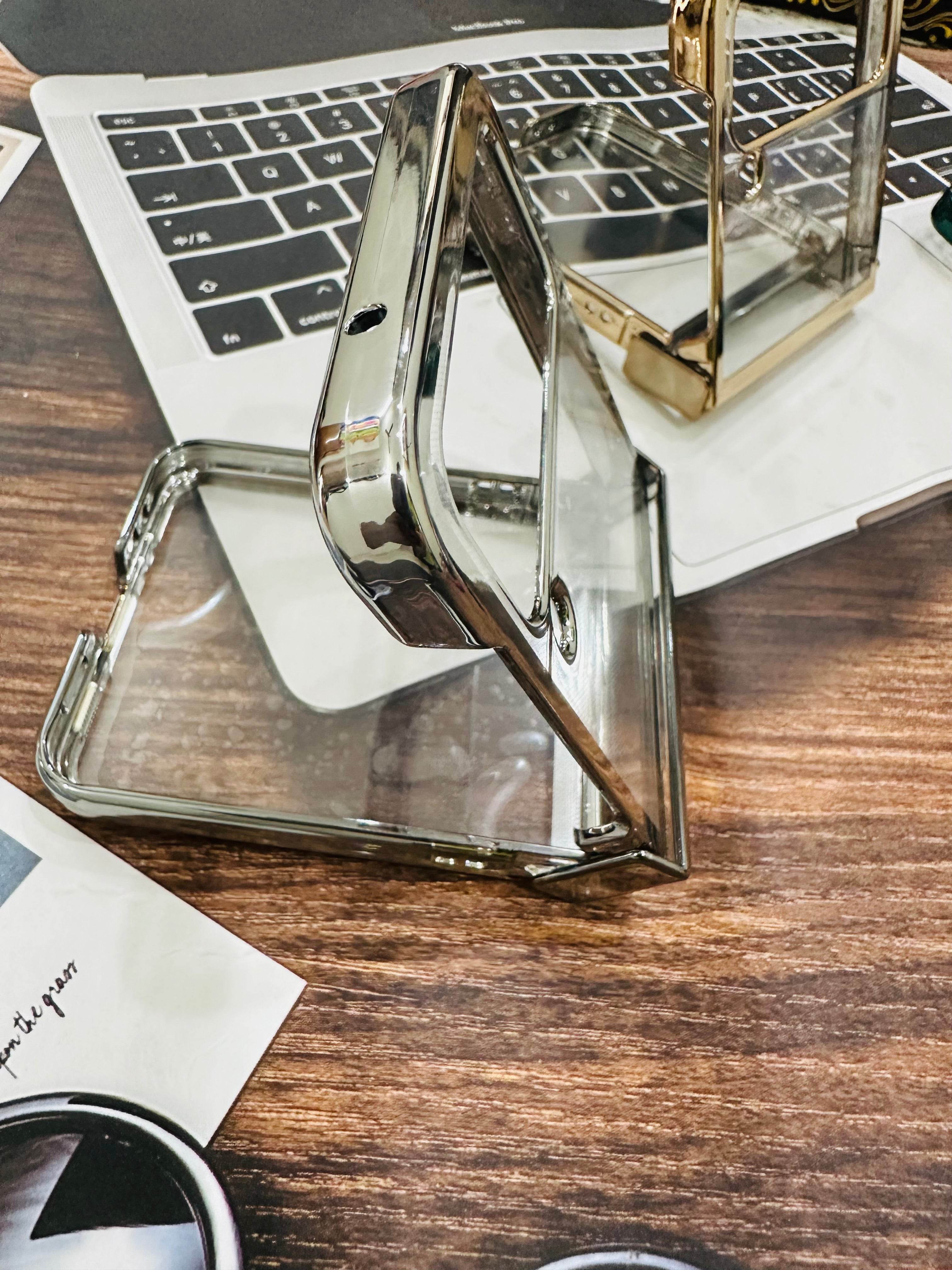 Samsung Galaxy Z Flip 4 Premium Transparent Shock Proof Back Cover - Silver - Guleel