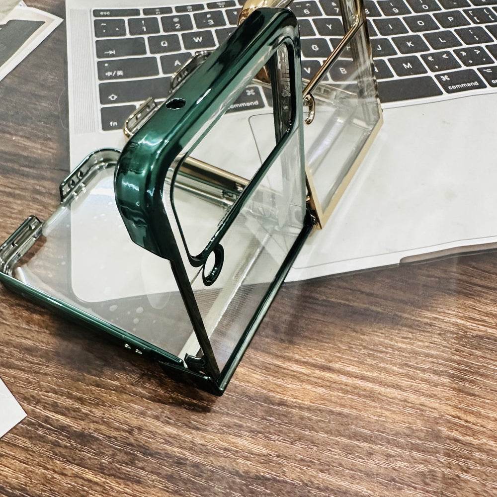 Samsung Galaxy Z Flip 4 Premium Transparent Shock Proof Back Cover - Dark Green - Guleel