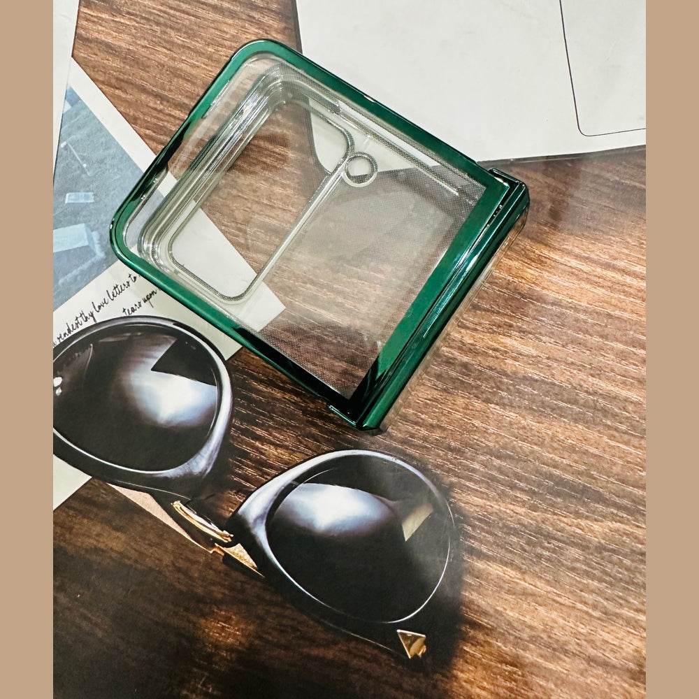 Samsung Galaxy Z Flip 4 Premium Transparent Shock Proof Back Cover - Dark Green - Guleel