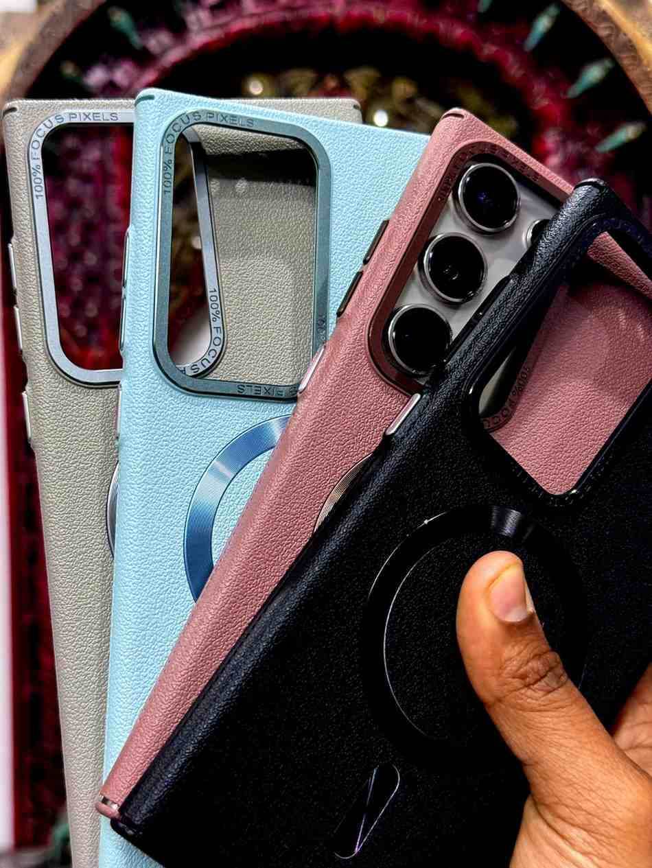 Premium Leather Finish Magsafe Case - Light Blue - Guleel