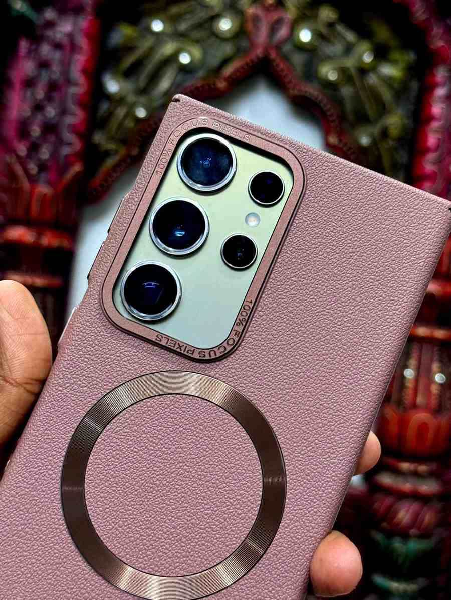 Samsung S24 Ultra Premium Leather Finish Magsafe Case - Rose Gold - Guleel