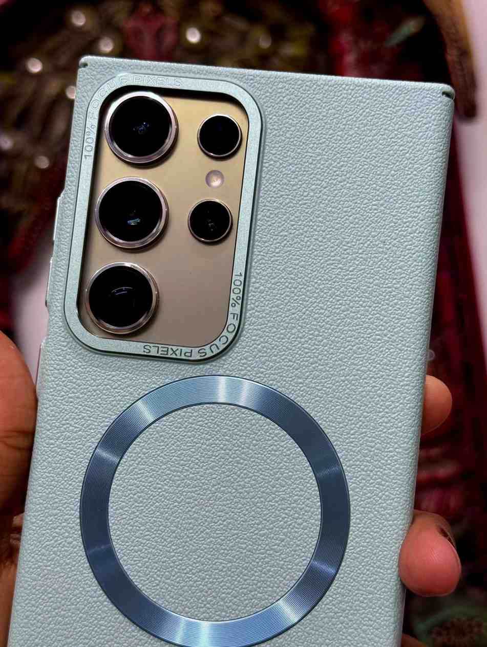 Premium Leather Finish Magsafe Case - Light Blue - Guleel