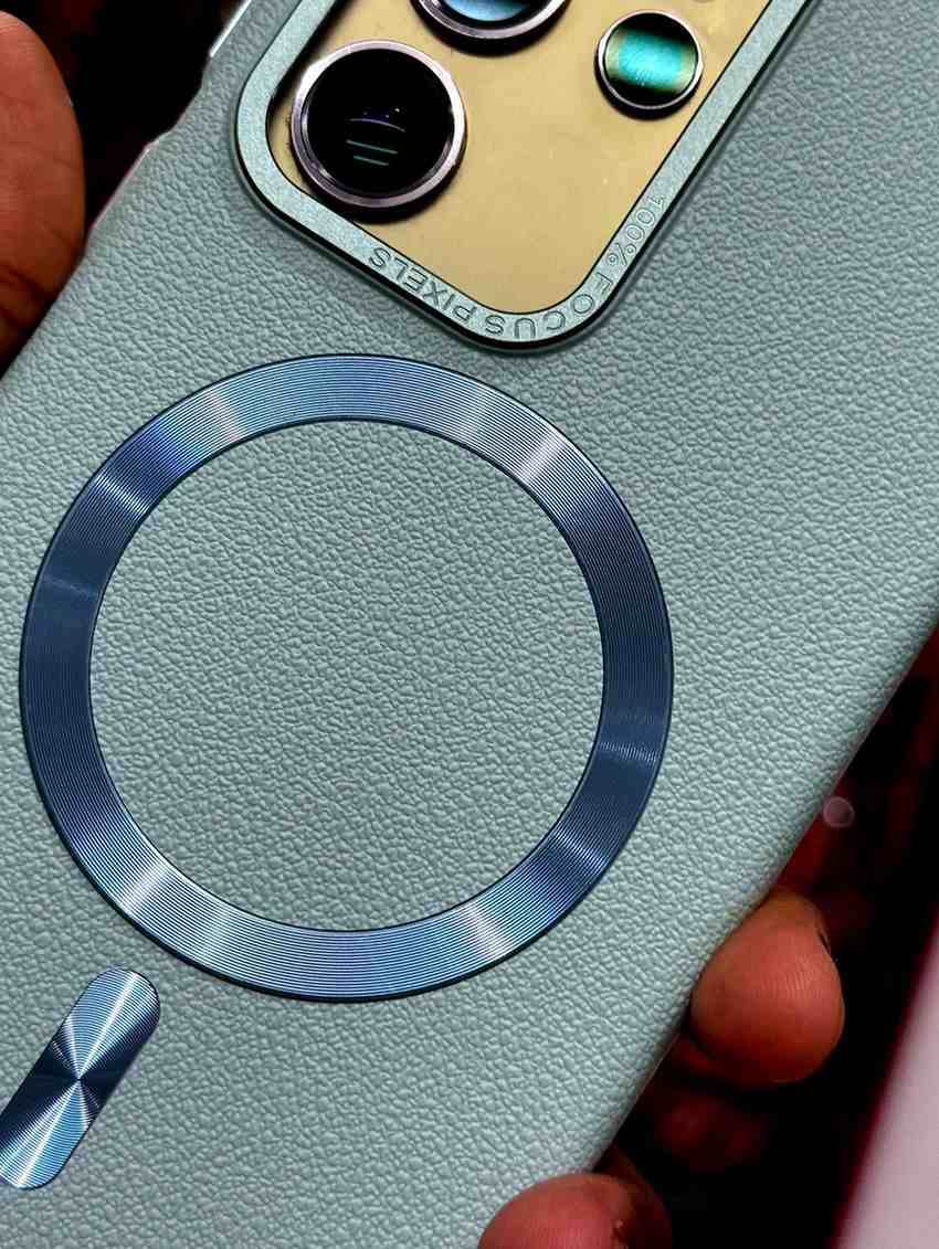 Premium Leather Finish Magsafe Case - Light Blue - Guleel