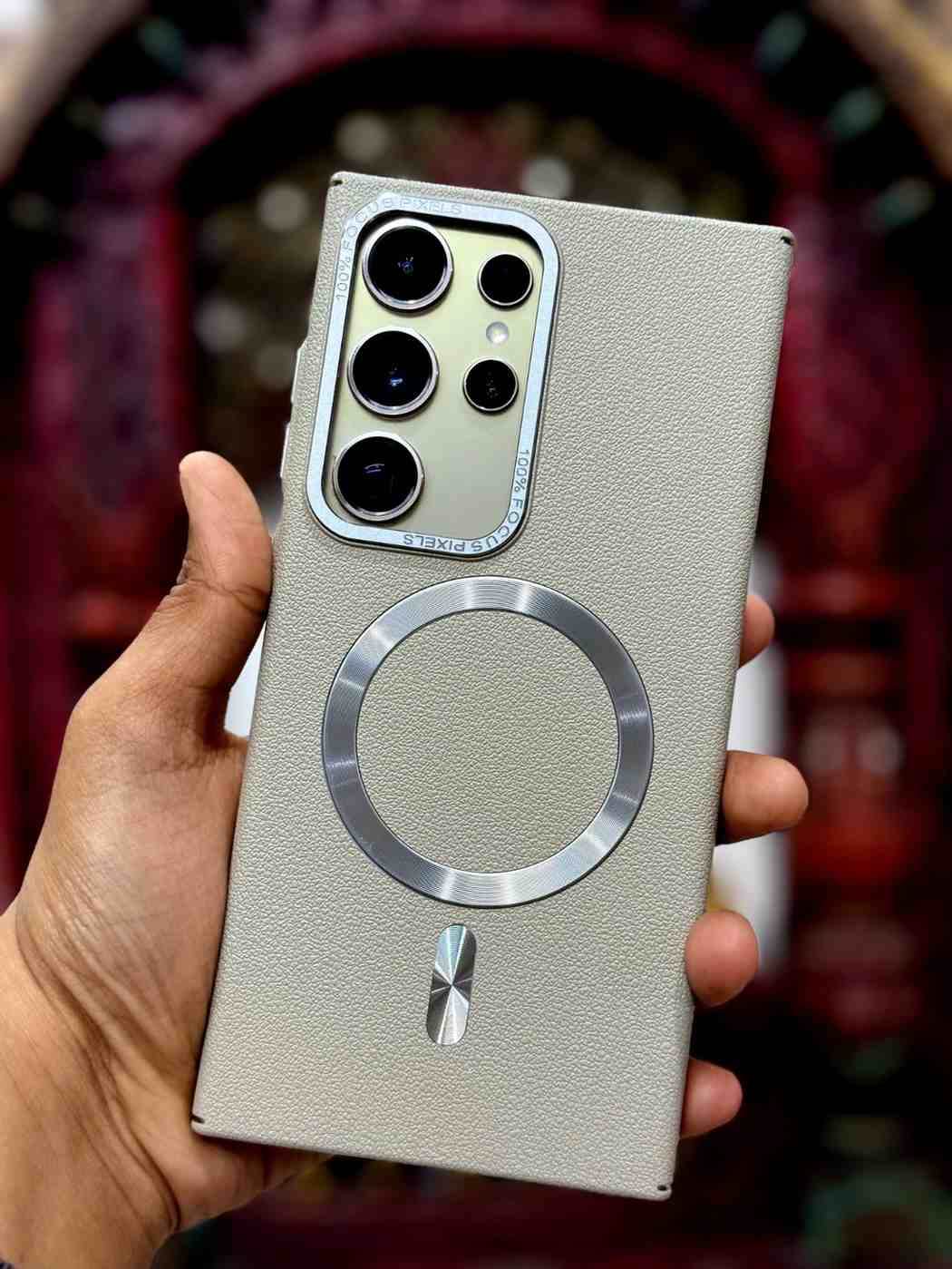 Premium Leather Finish Magsafe Case - Titanium Grey - Guleel