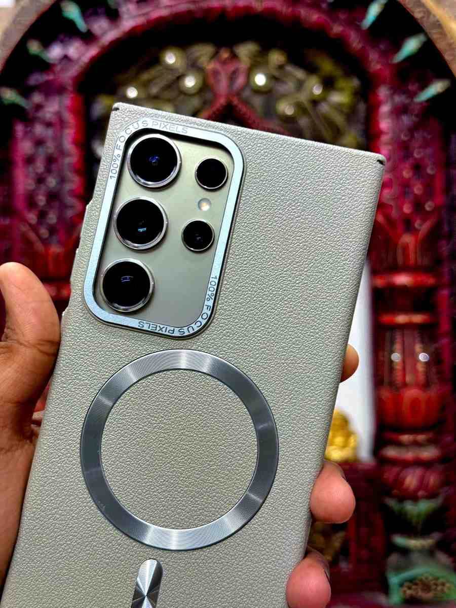 Premium Leather Finish Magsafe Case - Titanium Grey - Guleel