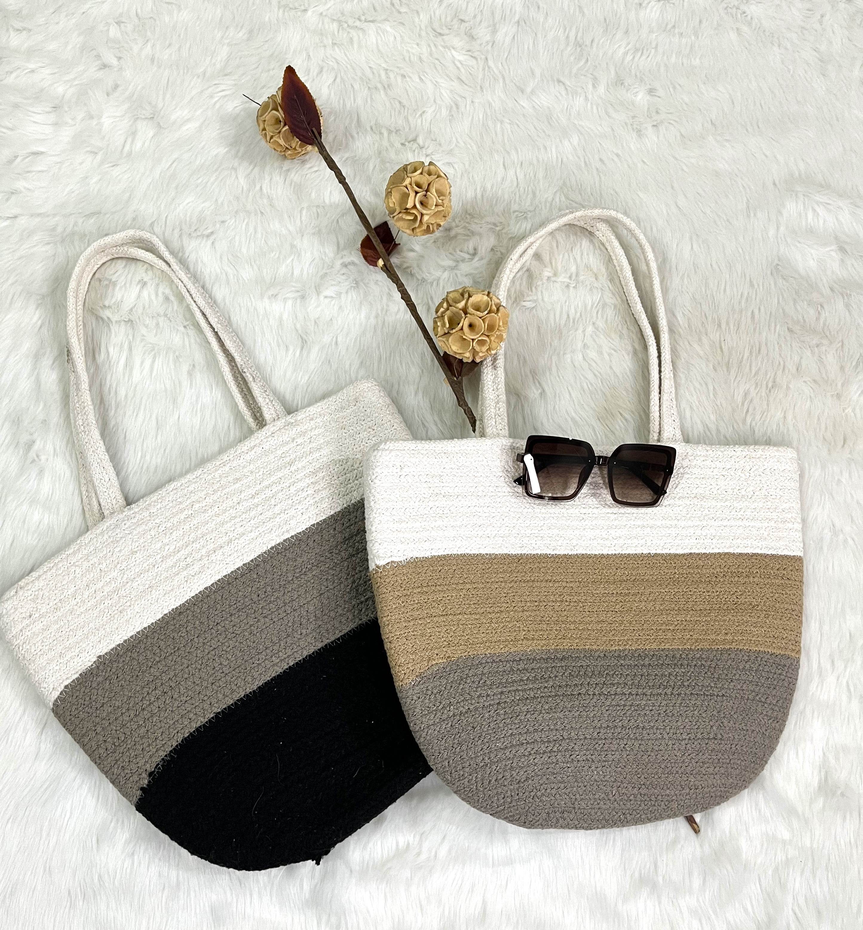 Multicoloured Beach Tote Handmade Bags - Brown Shade - Guleel