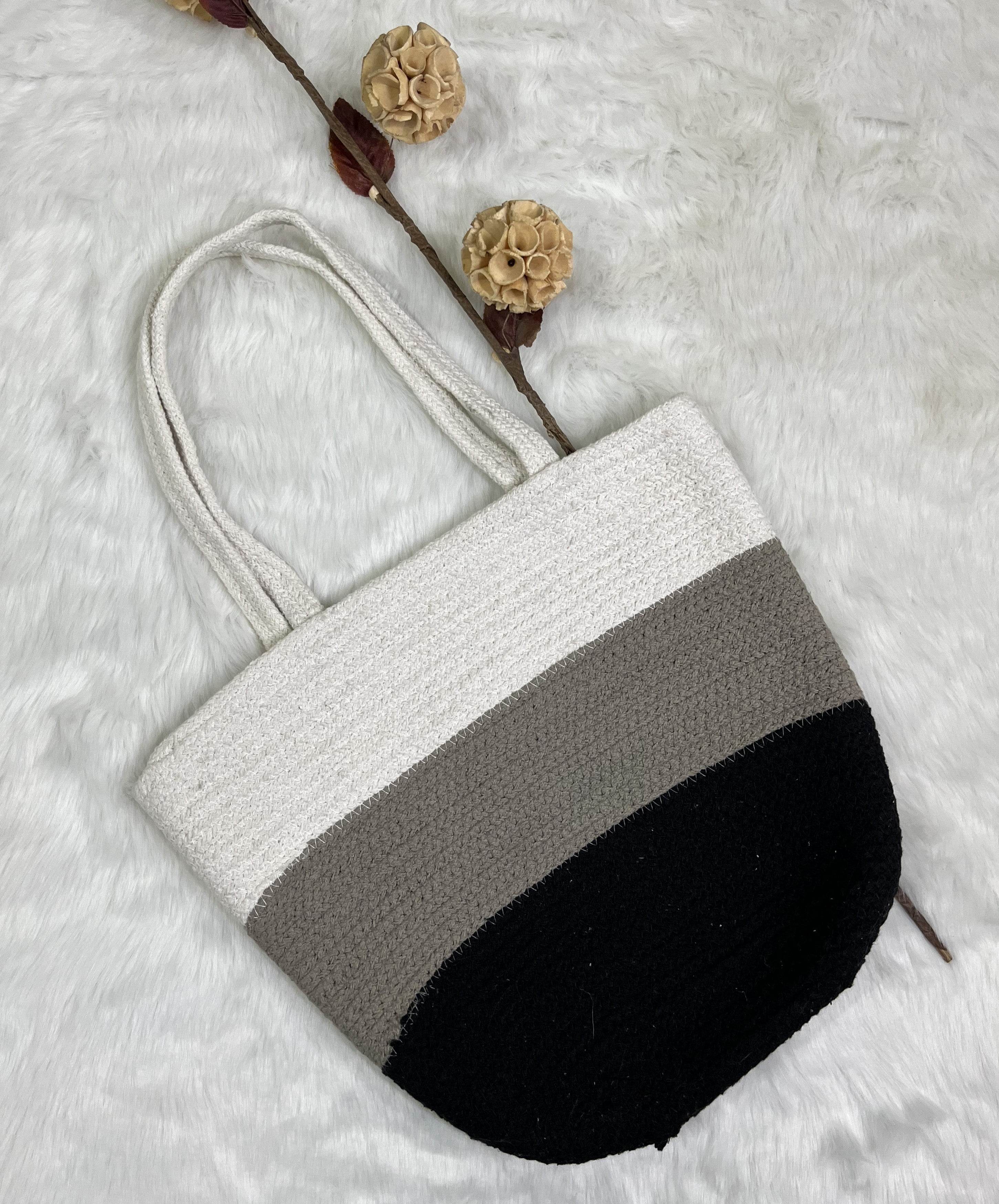 Multicoloured Beach Tote Handmade Bags - Grey Tone - Guleel