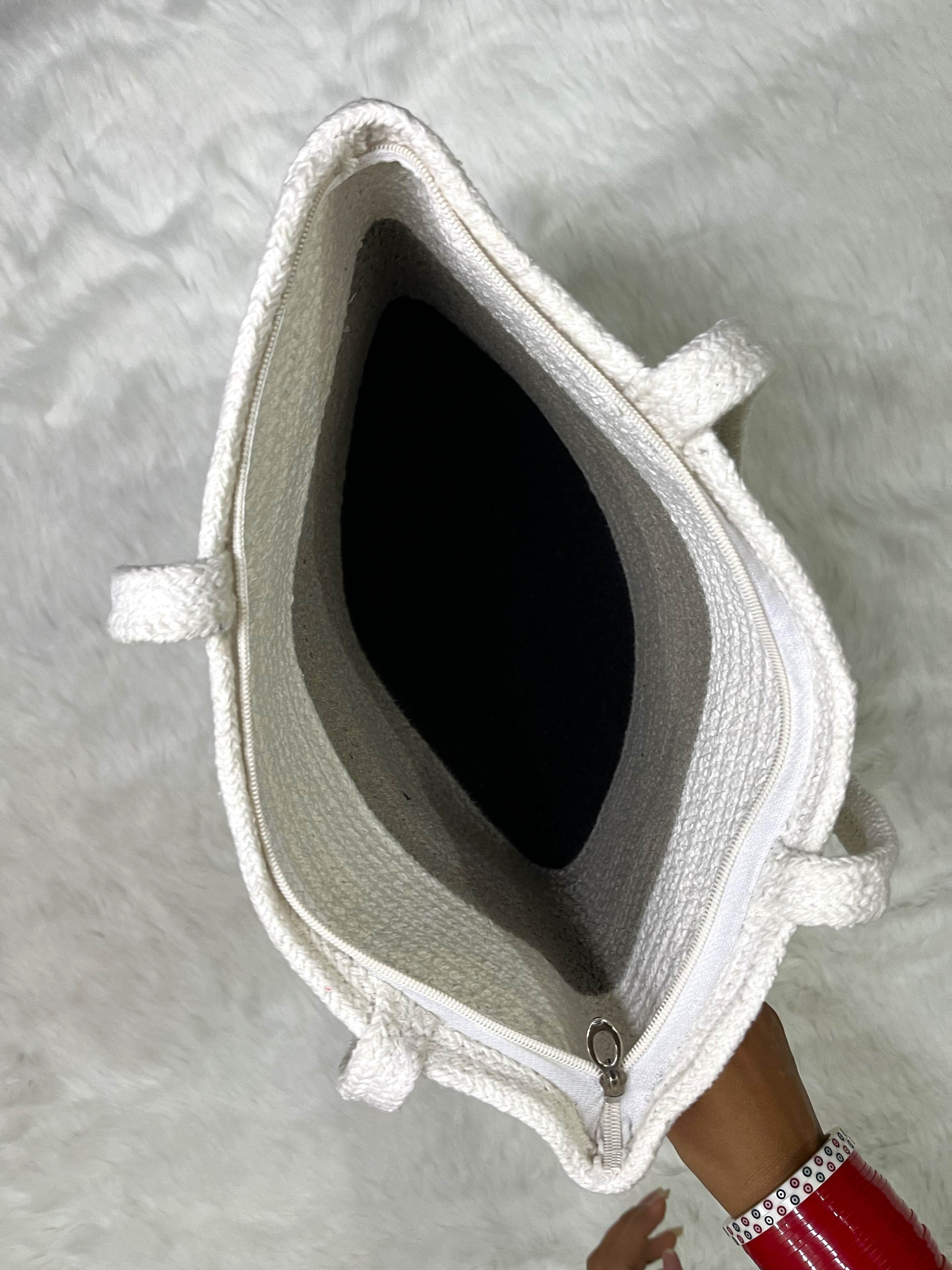 Multicoloured Beach Tote Handmade Bags - Grey Tone - Guleel