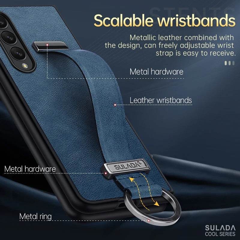 Samsung Galaxy Z Fold 4 Premium Perfect Grip Adjustable Stand Holder Back Cover - Blue - Guleel