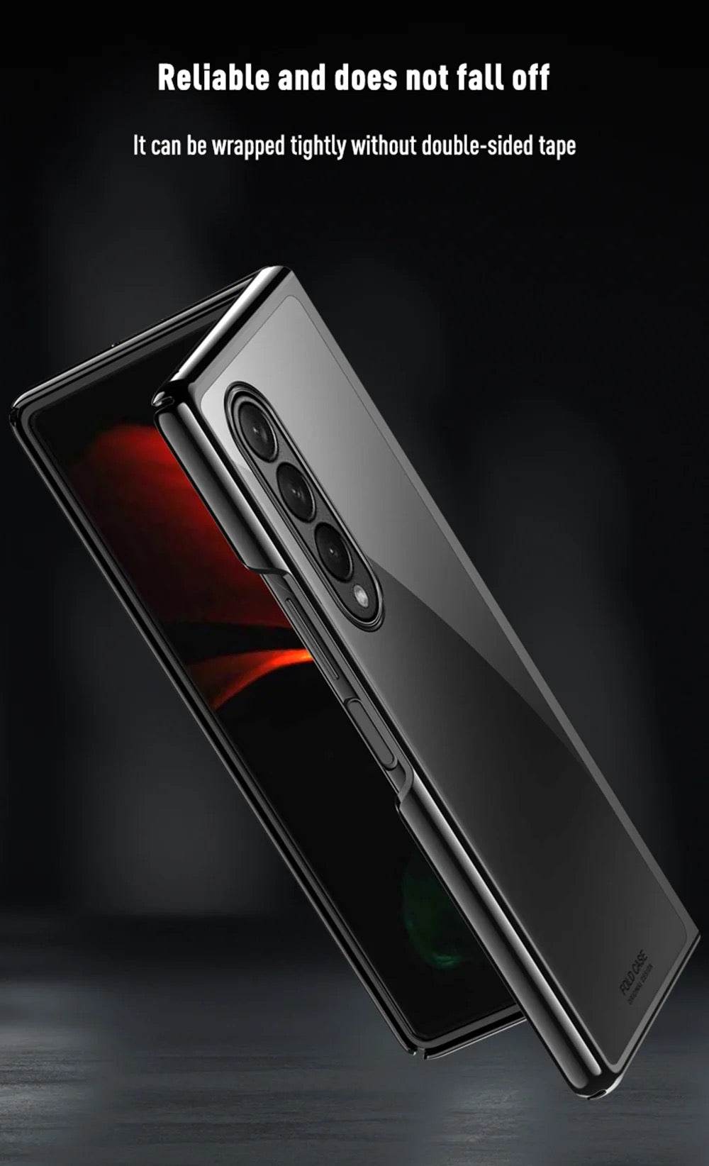 Samsung Galaxy Z Fold 3 Premium Transparent Clear Shockproof Case -Black - Guleel