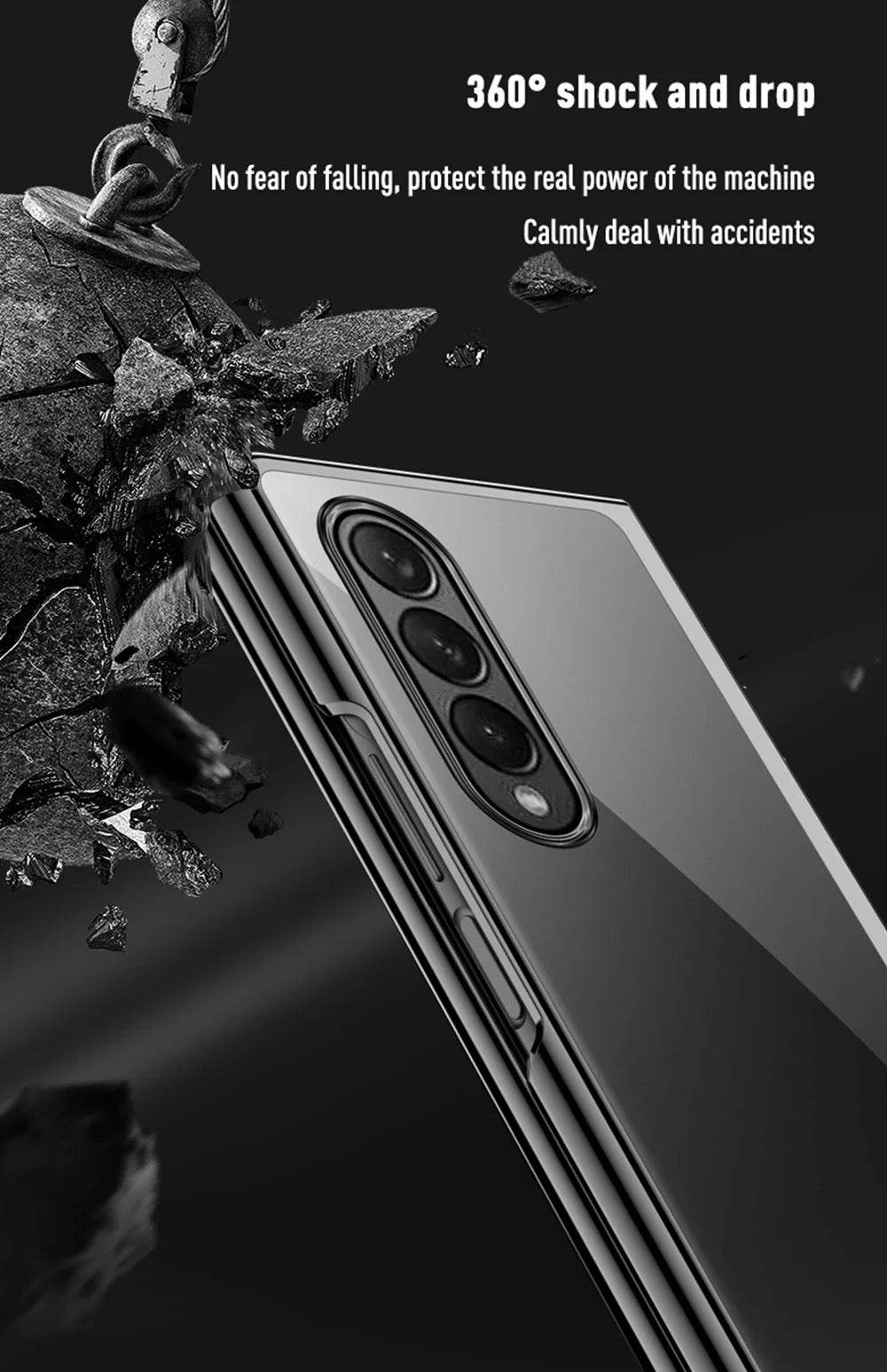 Samsung Galaxy Z Fold 4 Premium Transparent Clear Shockproof Case - Gold - Guleel