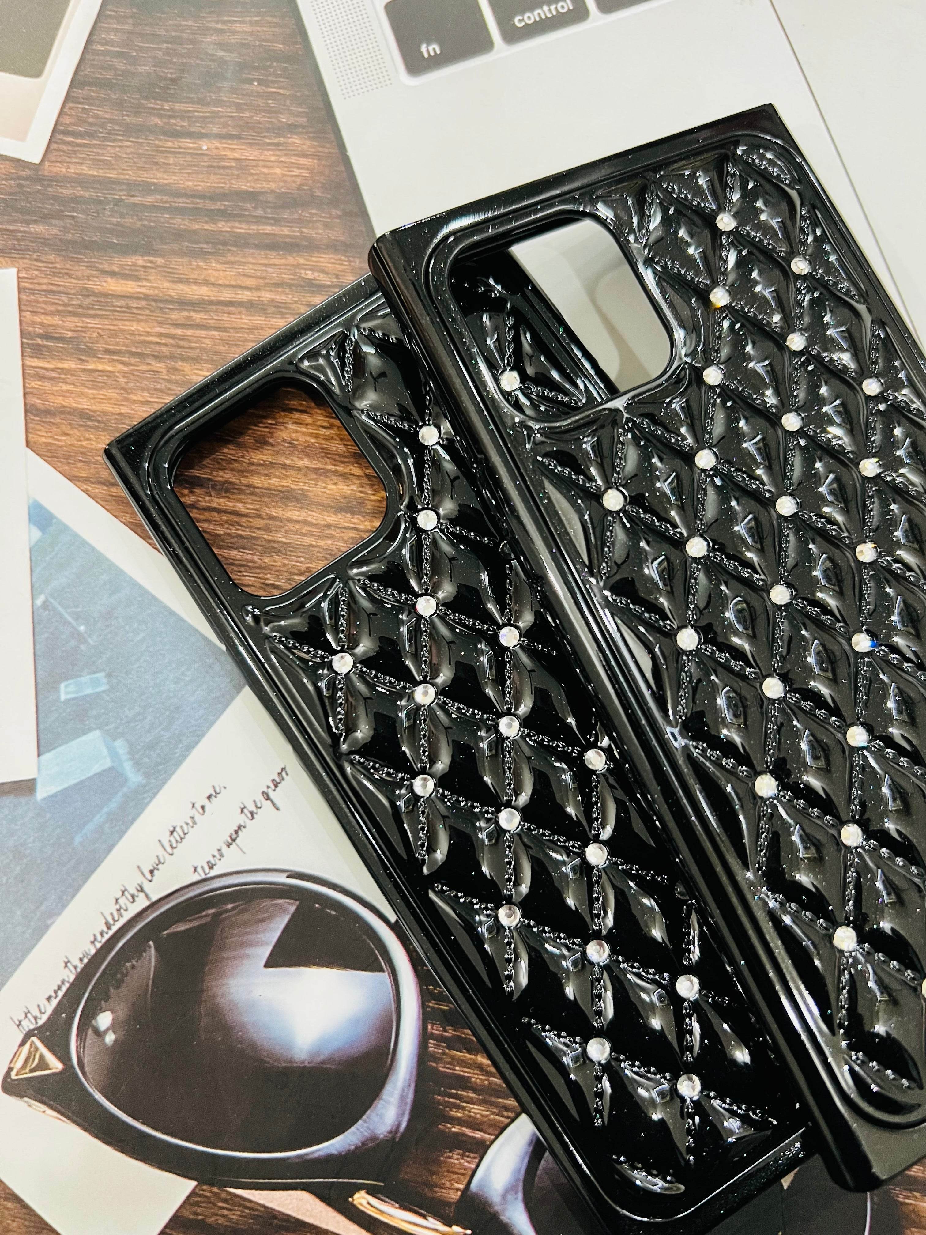iPhone 11 Premium Glass Finish Diamond Case Cover - Black - Guleel