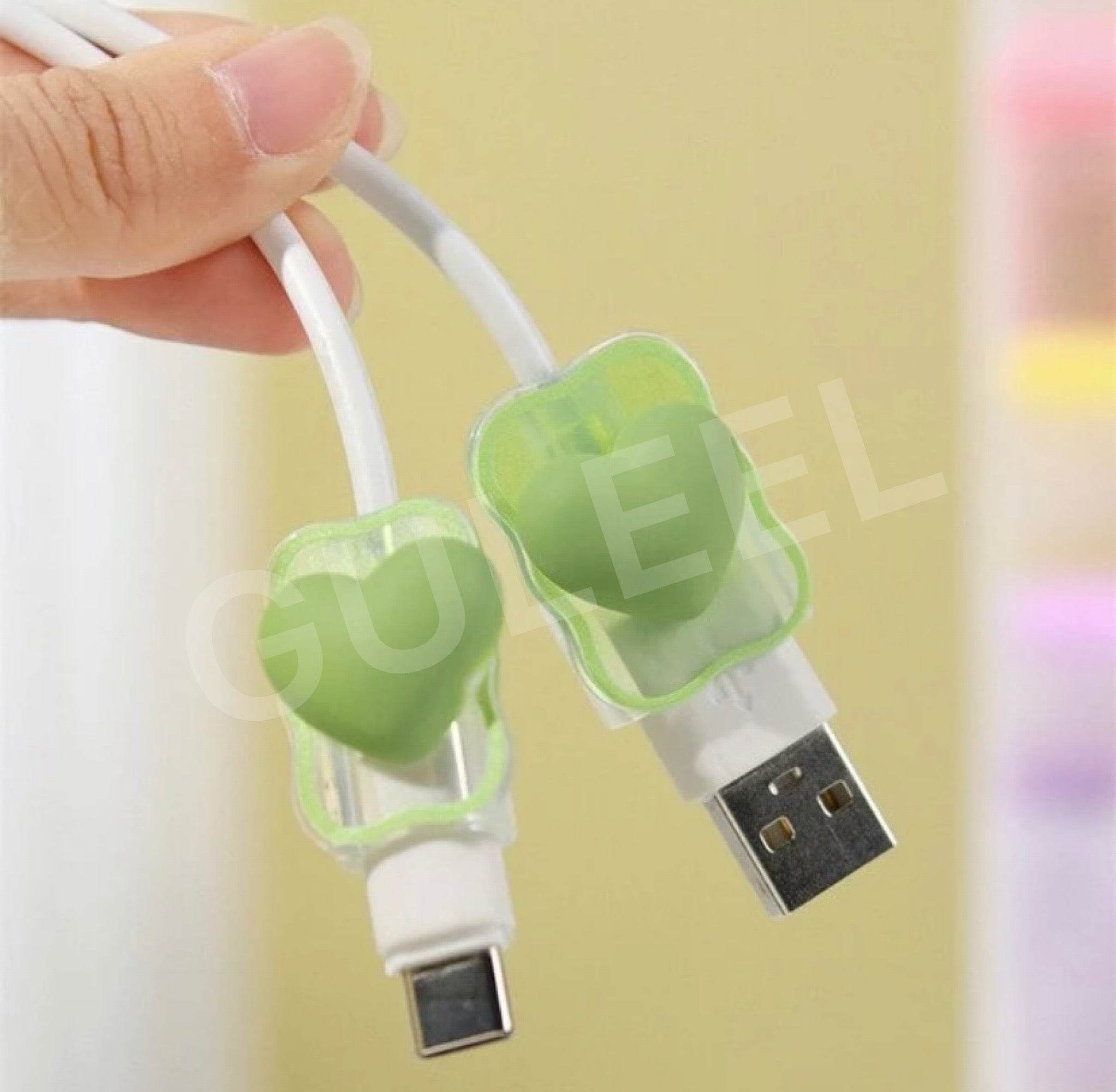 Silicone Cartoon iPhone 3D Heart Charger Case Cover for 18-20W Chargers - Light Green ( With Wire Cover ) - Guleel