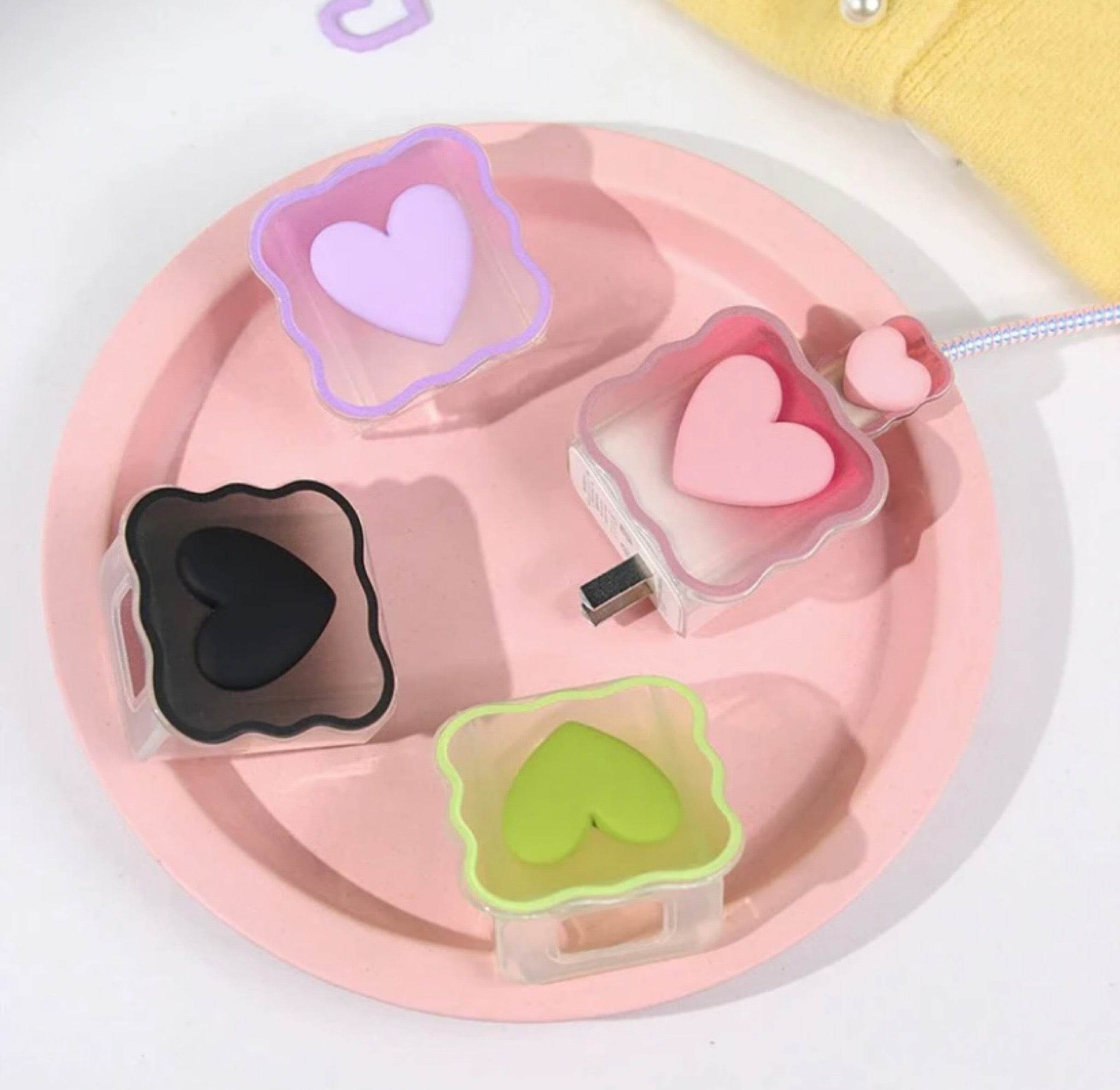 Silicone Cartoon iPhone 3D Heart Charger Case Cover for 18-20W Chargers - Light Green ( With Wire Cover ) - Guleel