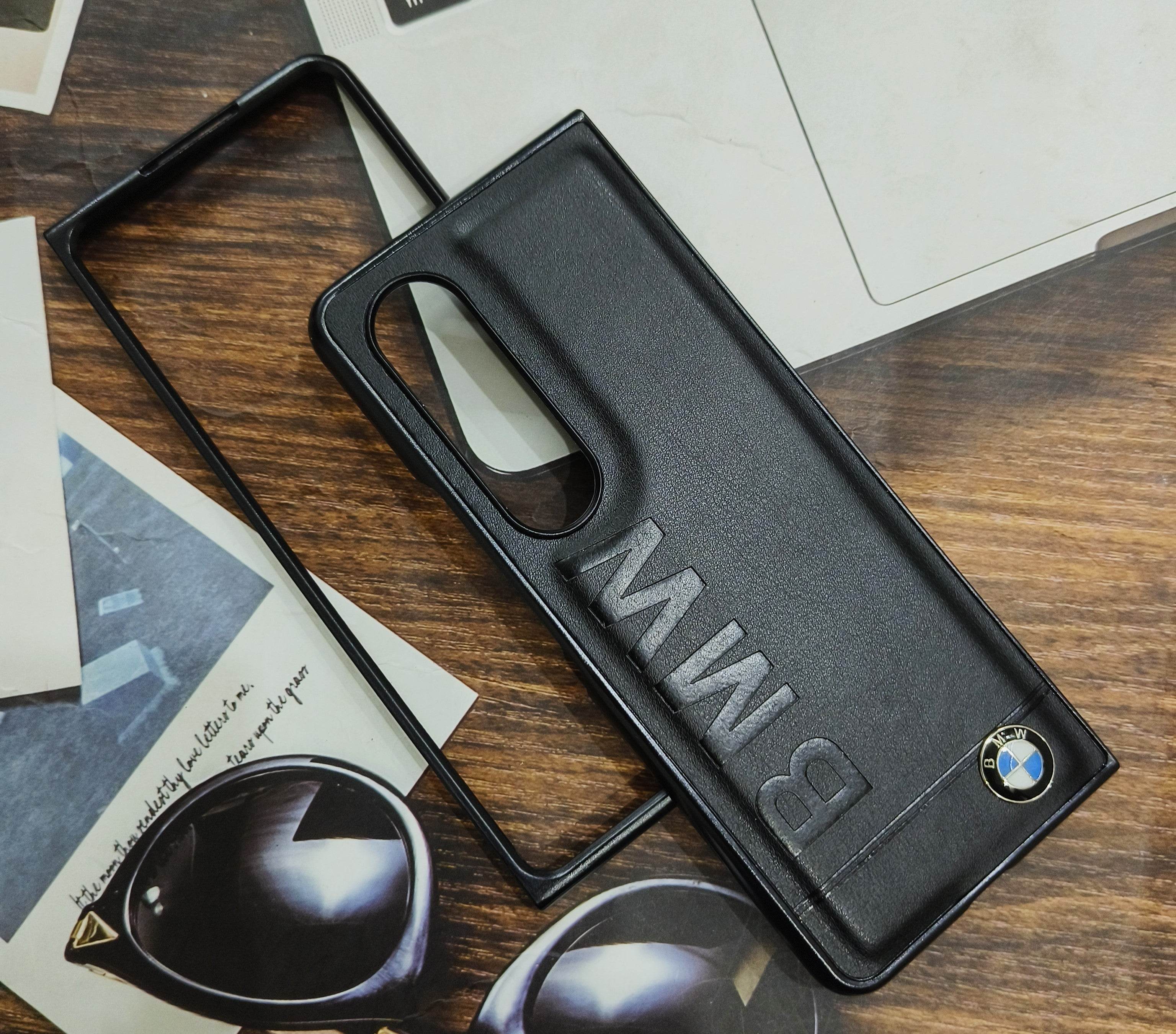 Samsung Z Fold 4 Premium Leather Finish Case Cover - BMW - Guleel