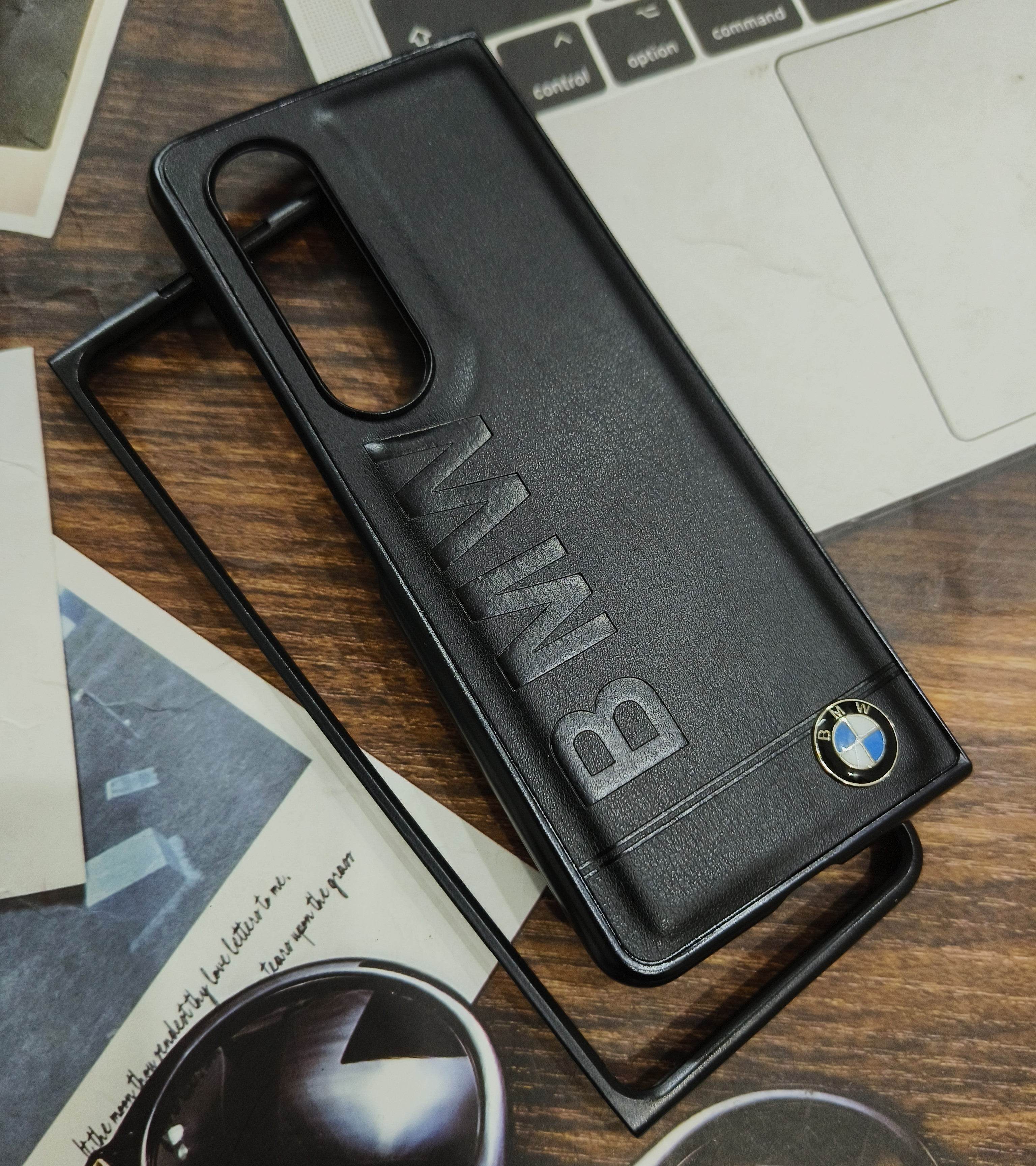 Samsung Z Fold 4 Premium Leather Finish Case Cover - BMW - Guleel