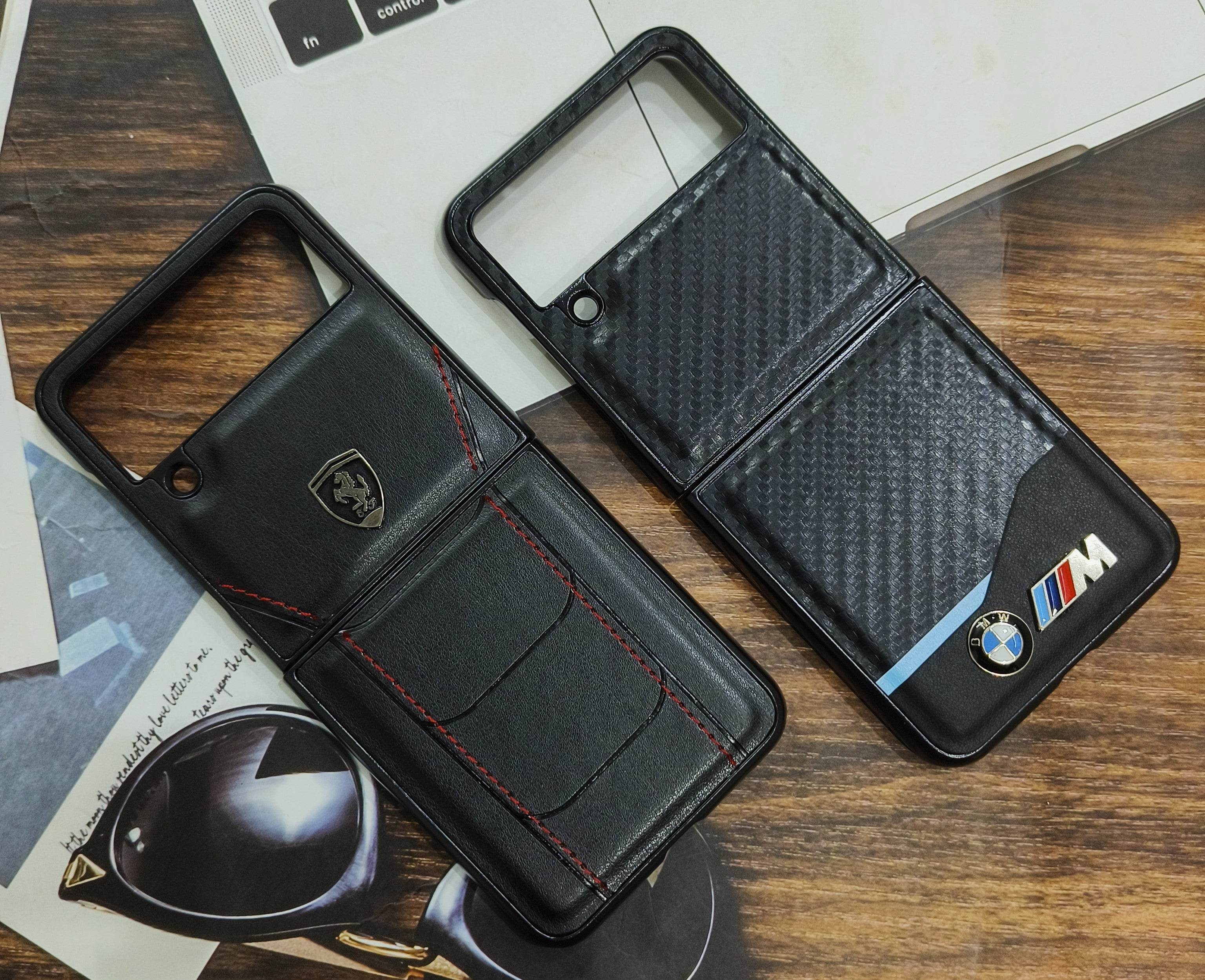 Samsung Z Flip 4 Premium Leather Finish Case Cover - Ferrari - Guleel