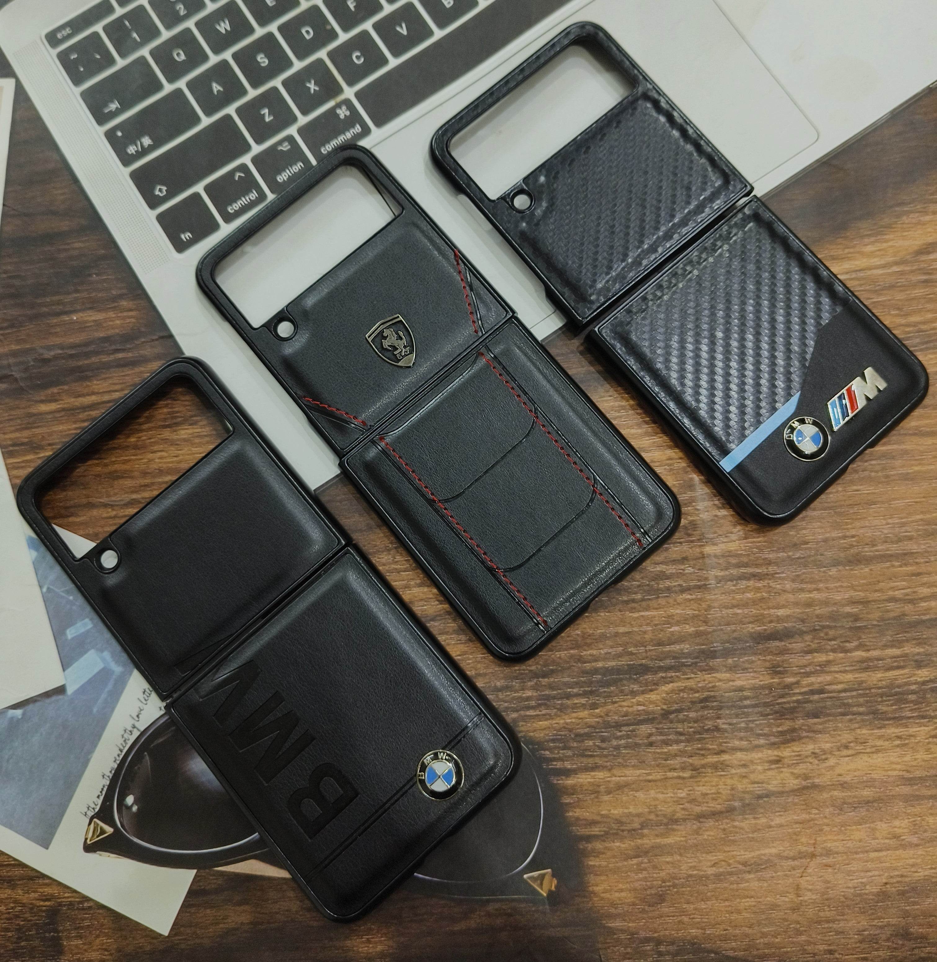 Samsung Z Flip 3 Premium Leather Finish Case Cover - BMW - Guleel